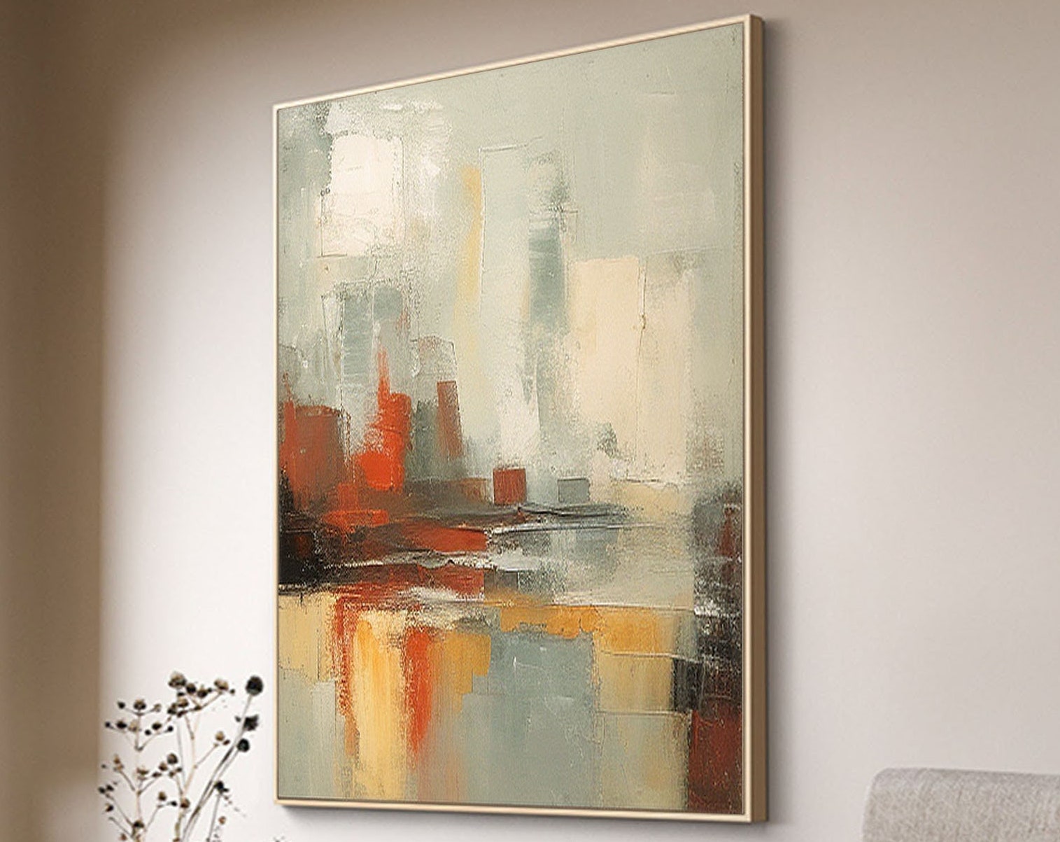 Urban Pulse-Multi Color Abstract Texture Urban Oil Painting Wall Art
