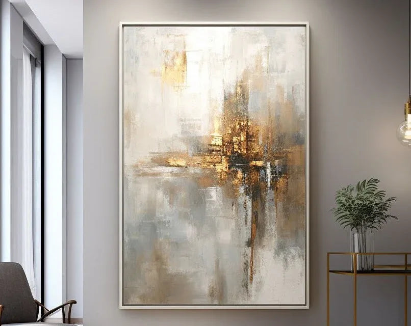 Radiant Reflection-Light Luxury Gold Foil Texture Thick Coating Abstract Wall Art - artextured