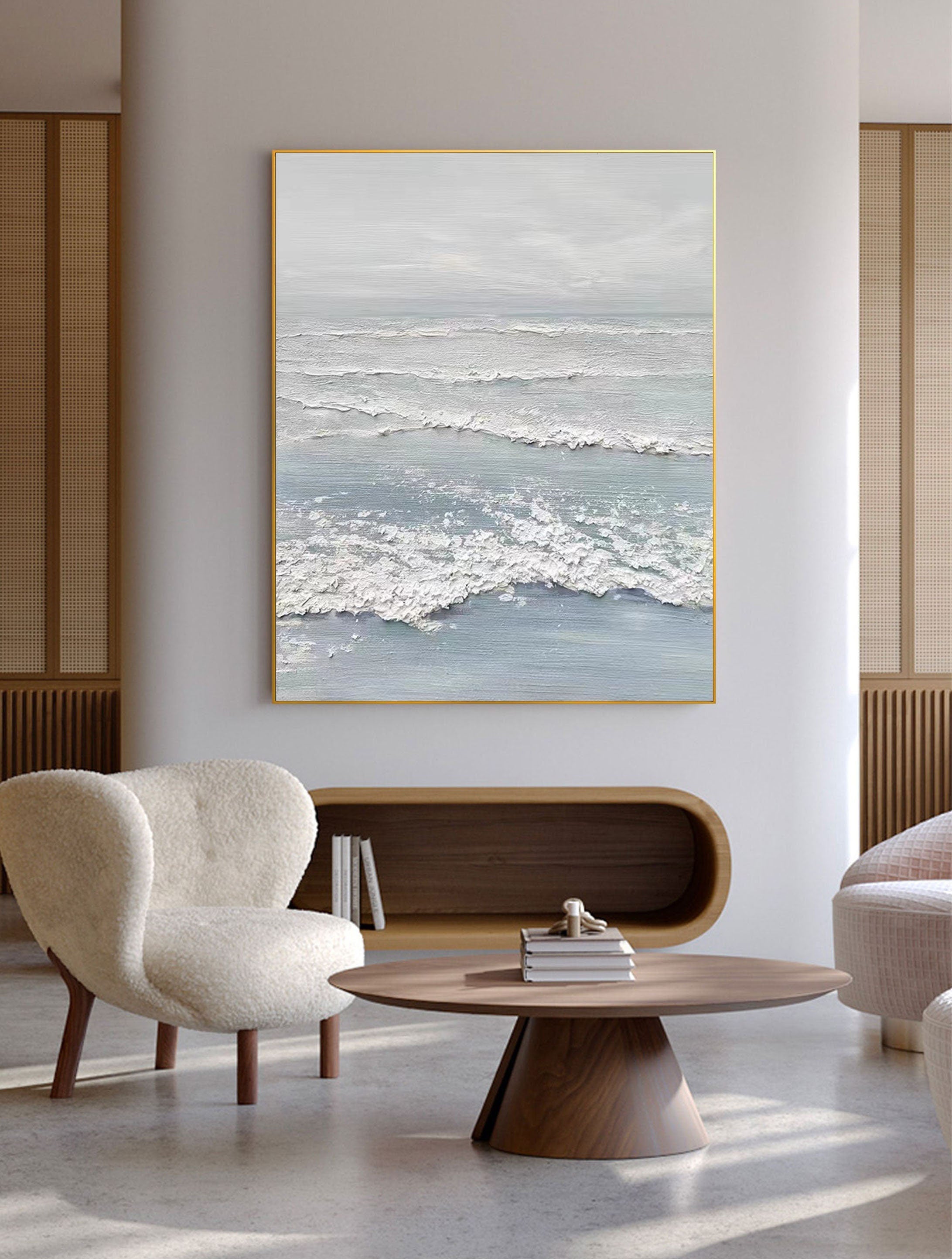 Tranquil Tides: Textured Ocean-Inspired Wall Art