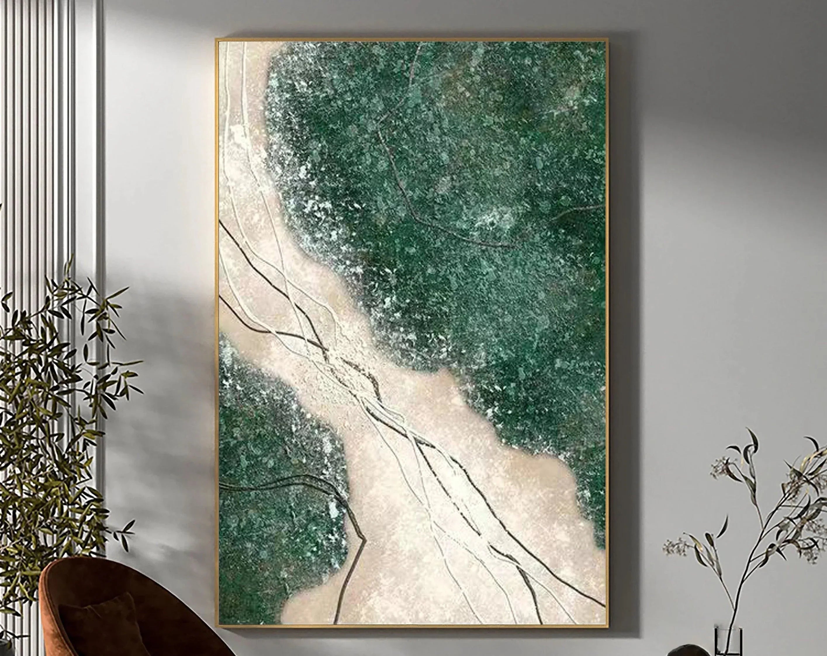 Verdant Veins -Modern Abstract Landscape Texture Wall Art - artextured