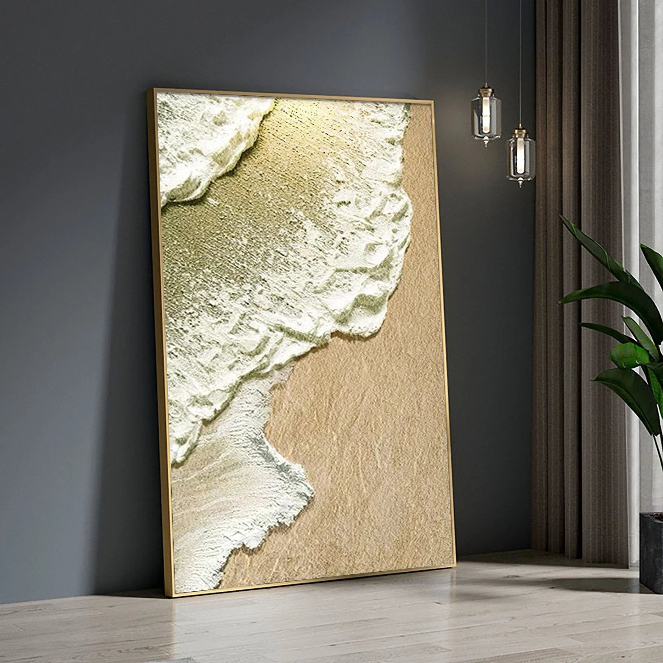 Coastal Whisper-Abstract Ocean and Sand Texture Wall Art - artextured