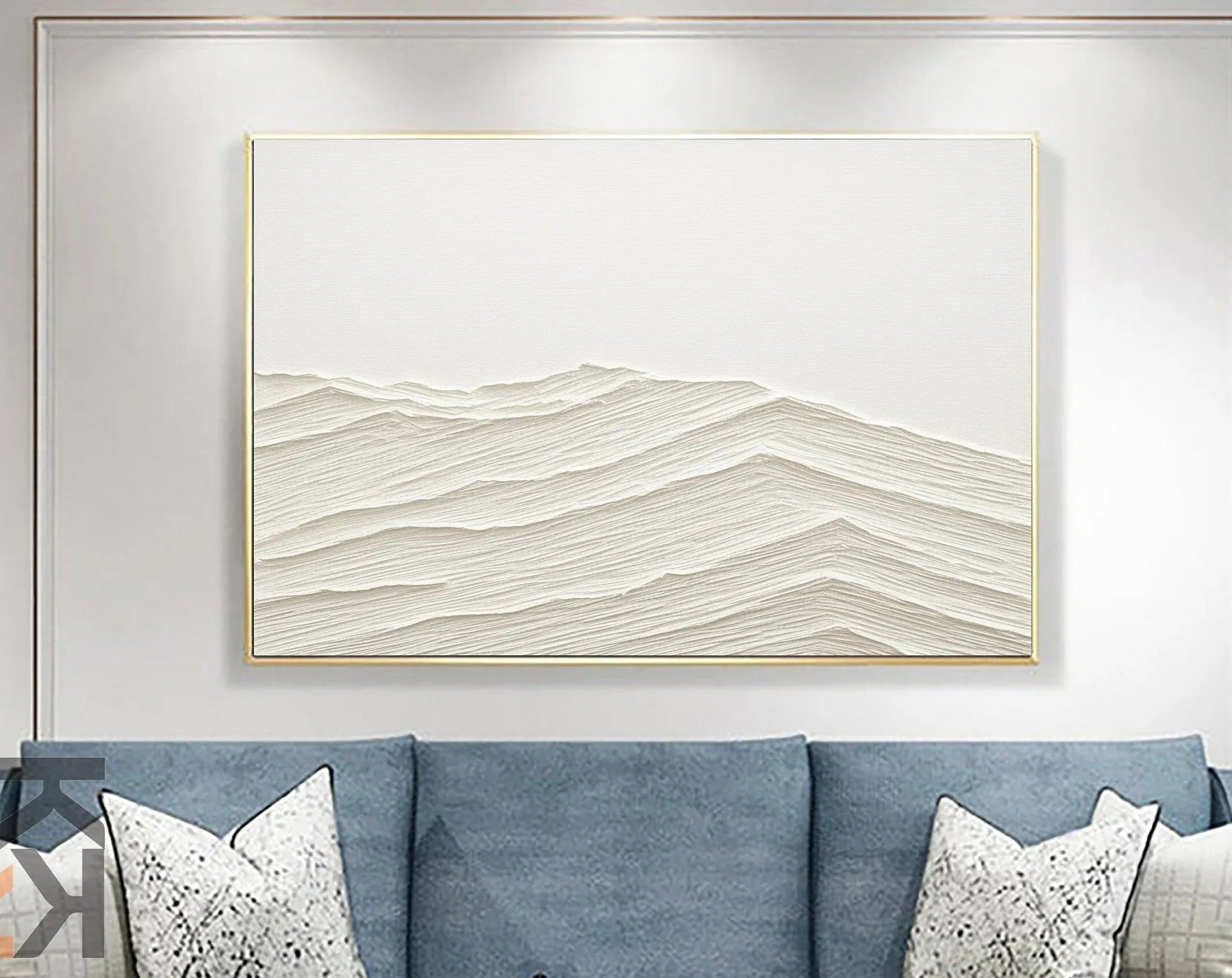 Serene Horizons-Wabi Sabi Style Abstract Pure White Layered Texture Wall Art - artextured