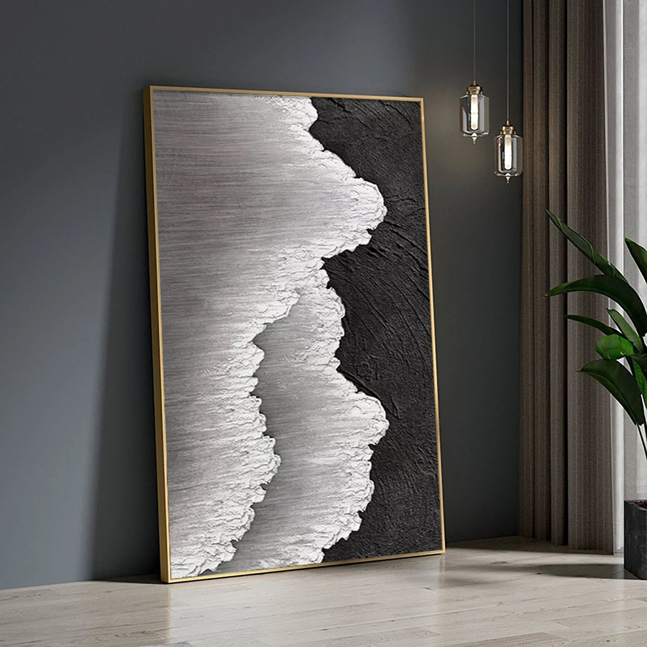 Dual Tide-Abstract Textured Ocean Wave Canvas Art - artextured