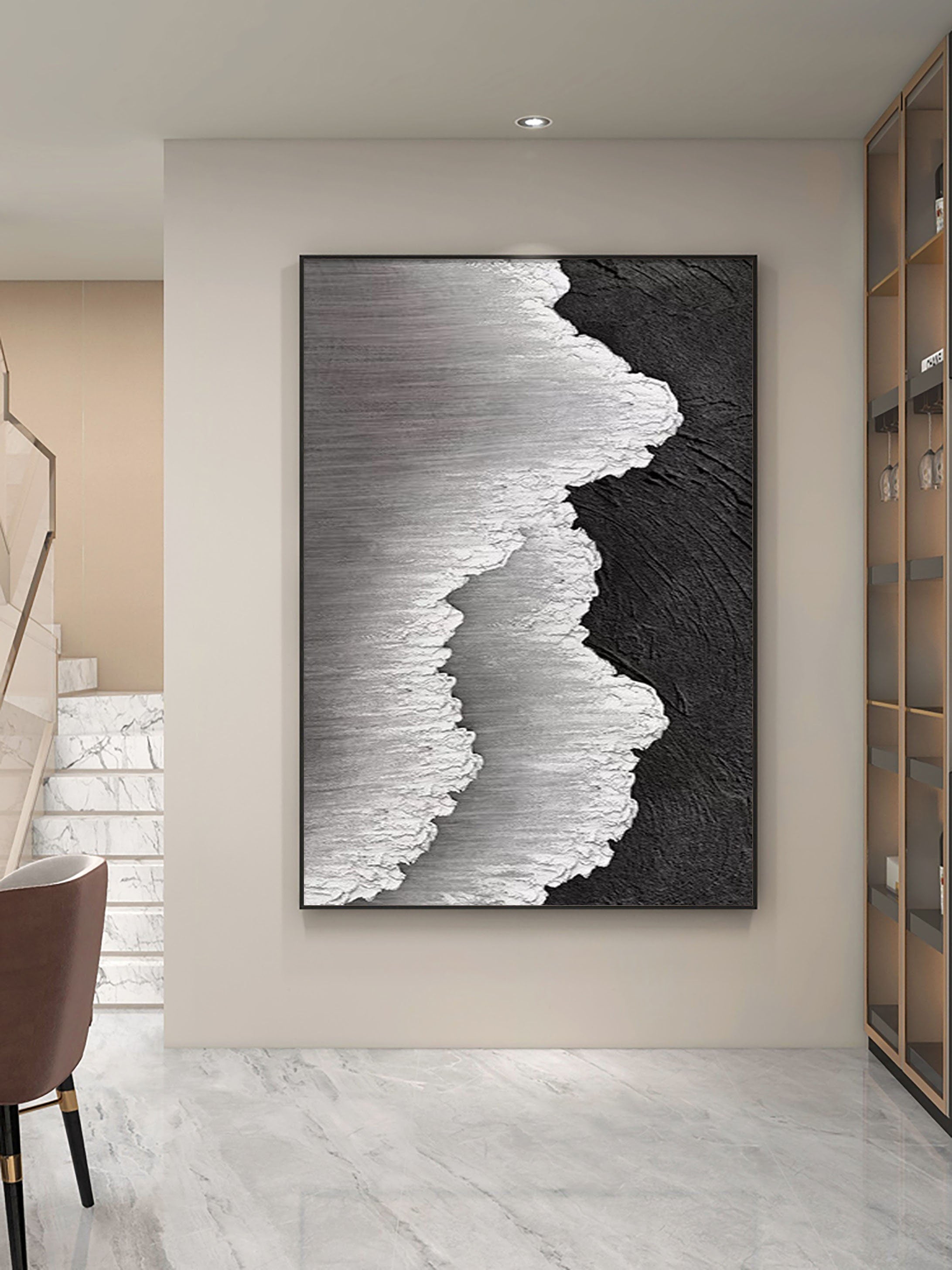 Dual Tide-Abstract Textured Ocean Wave Canvas Art