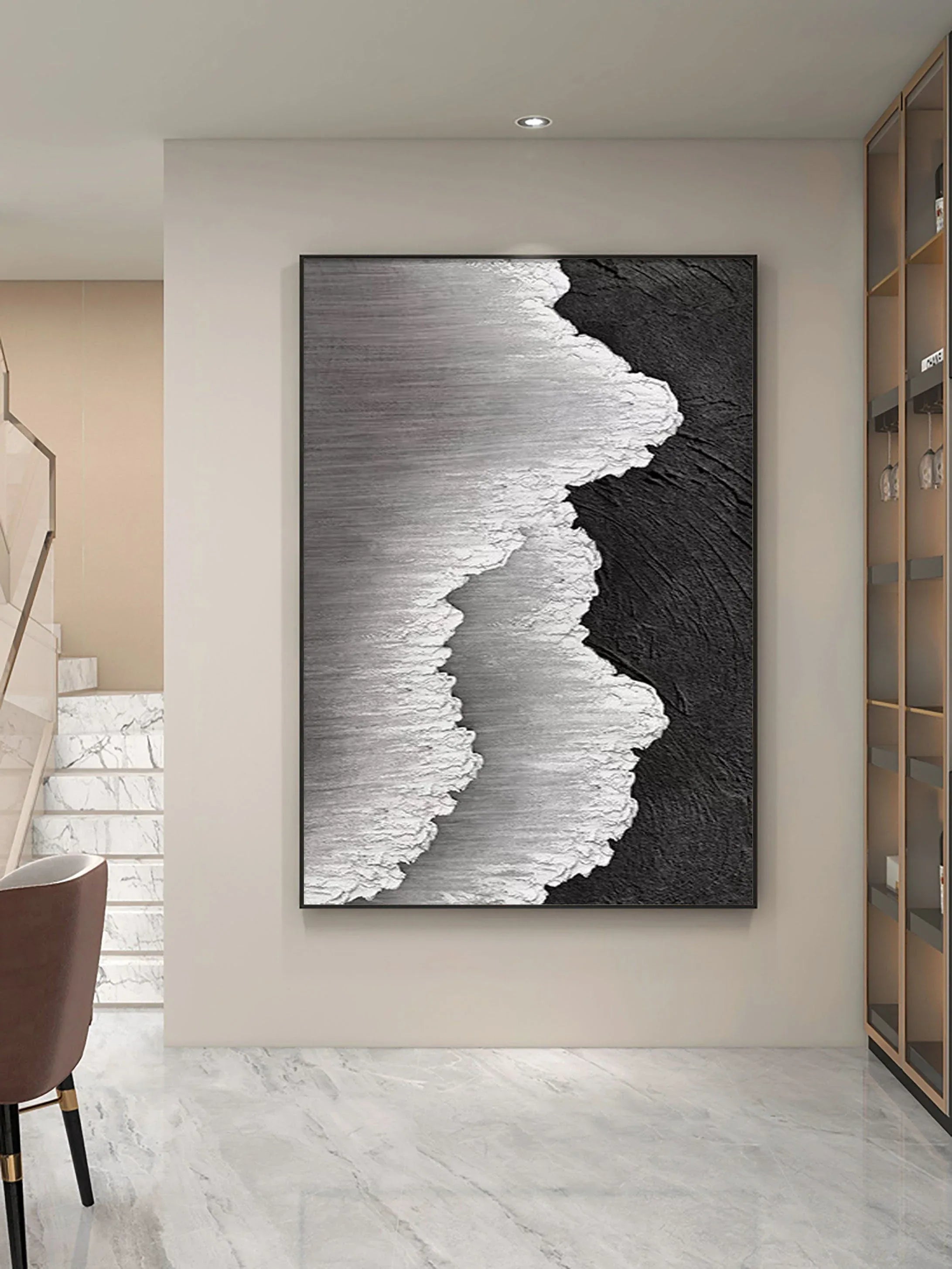 Dual Tide-Abstract Textured Ocean Wave Canvas Art - artextured