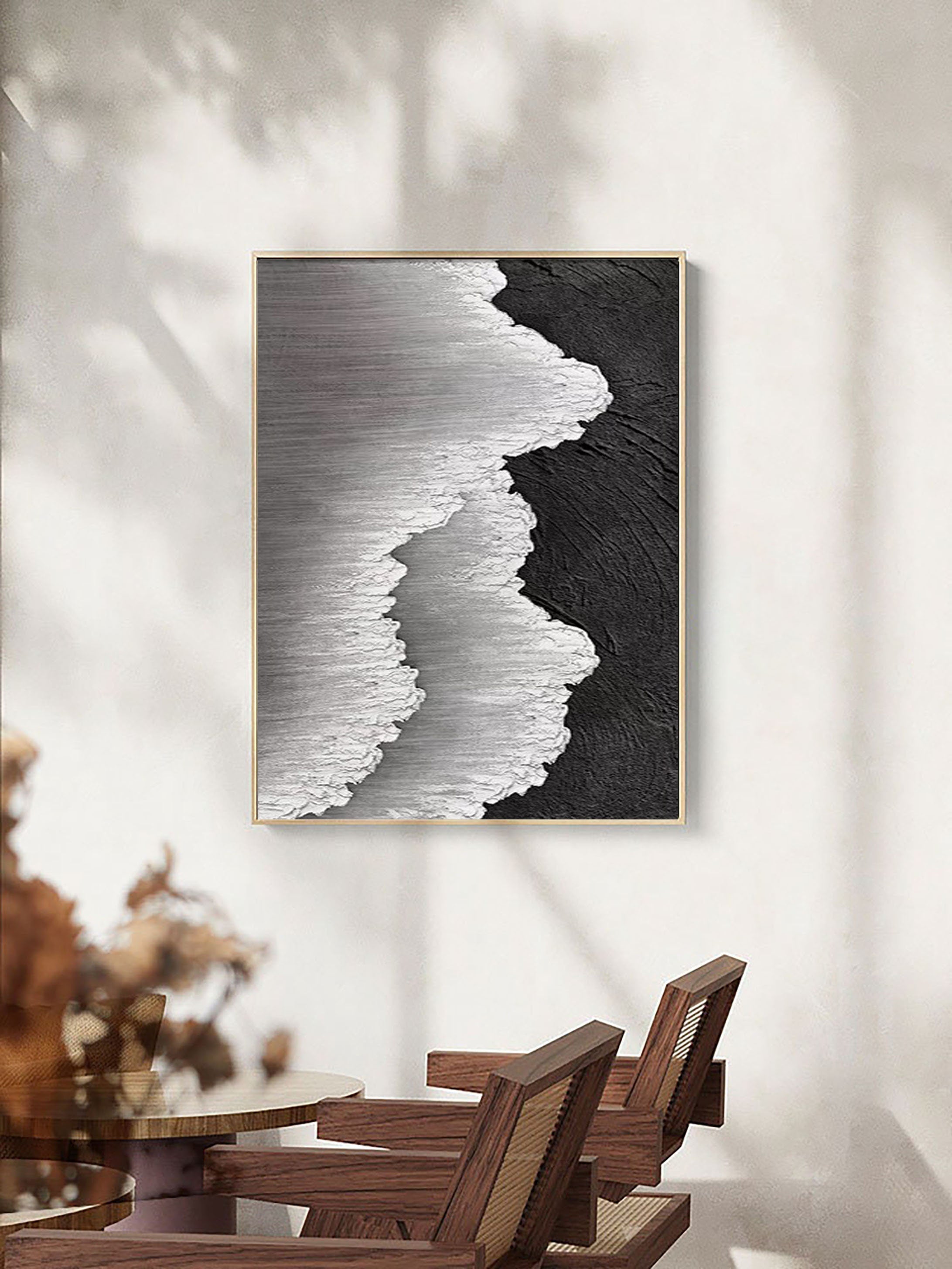 Dual Tide-Abstract Textured Ocean Wave Canvas Art