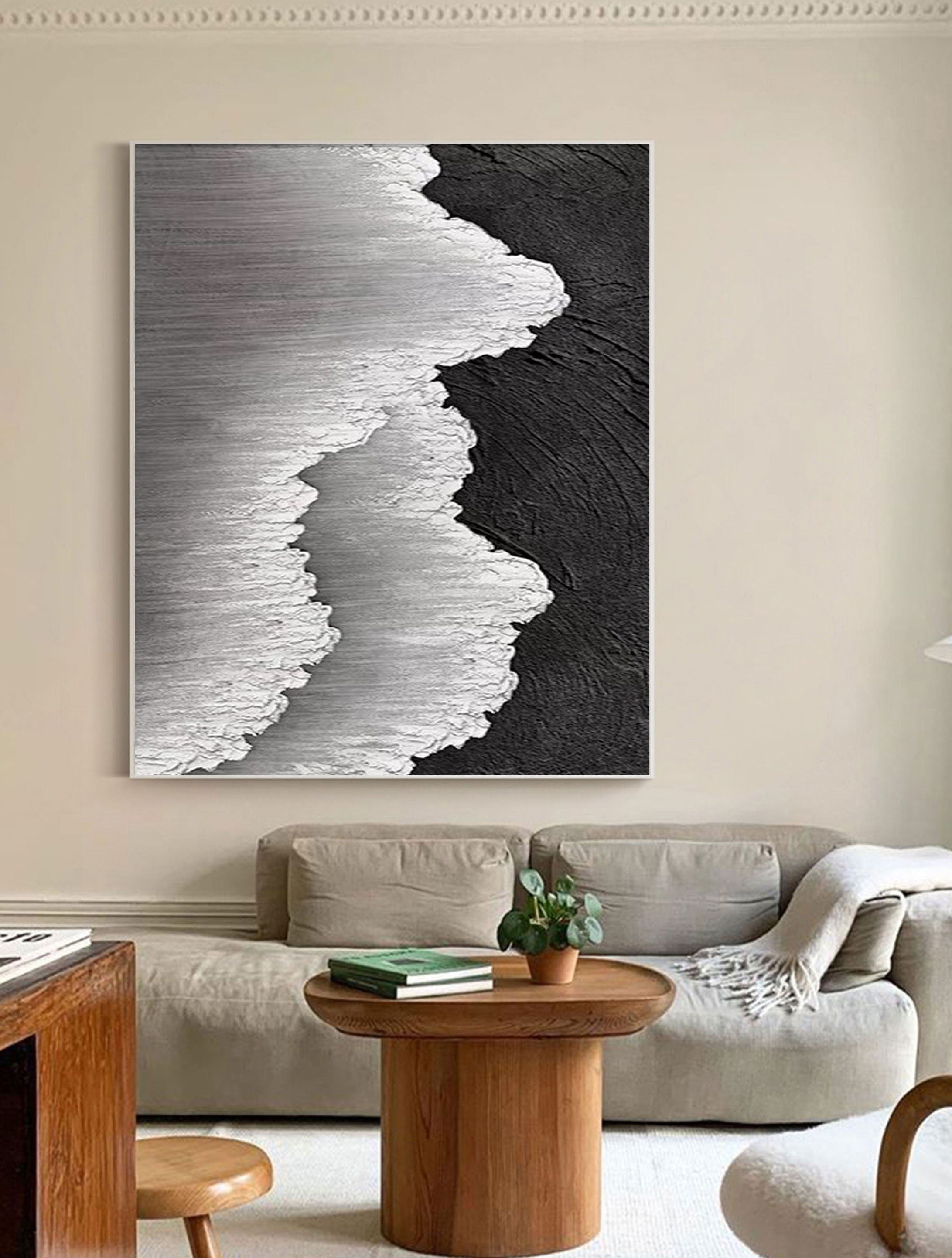 Dual Tide-Abstract Textured Ocean Wave Canvas Art