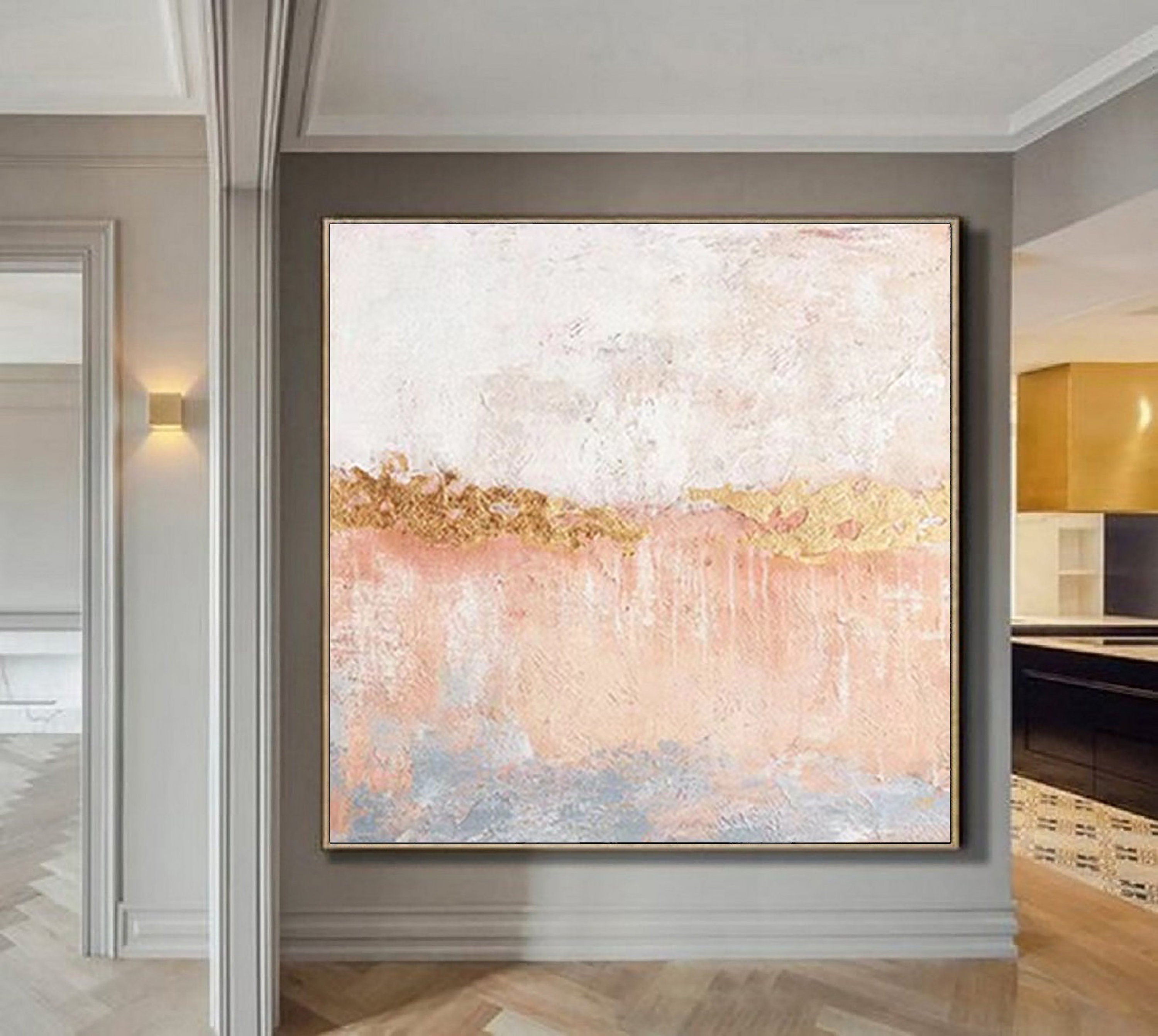 Golden Horizon: Abstract Textured Wall Art