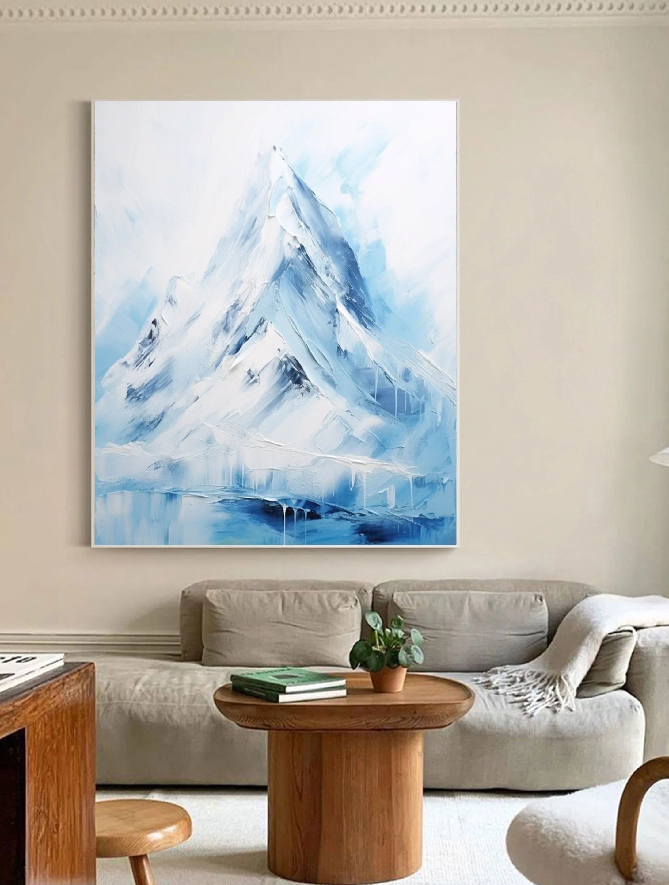 Majestic Peaks-Minimalist Ice and Snow Abstract Wall Art in Modern Interior Decoration - artextured