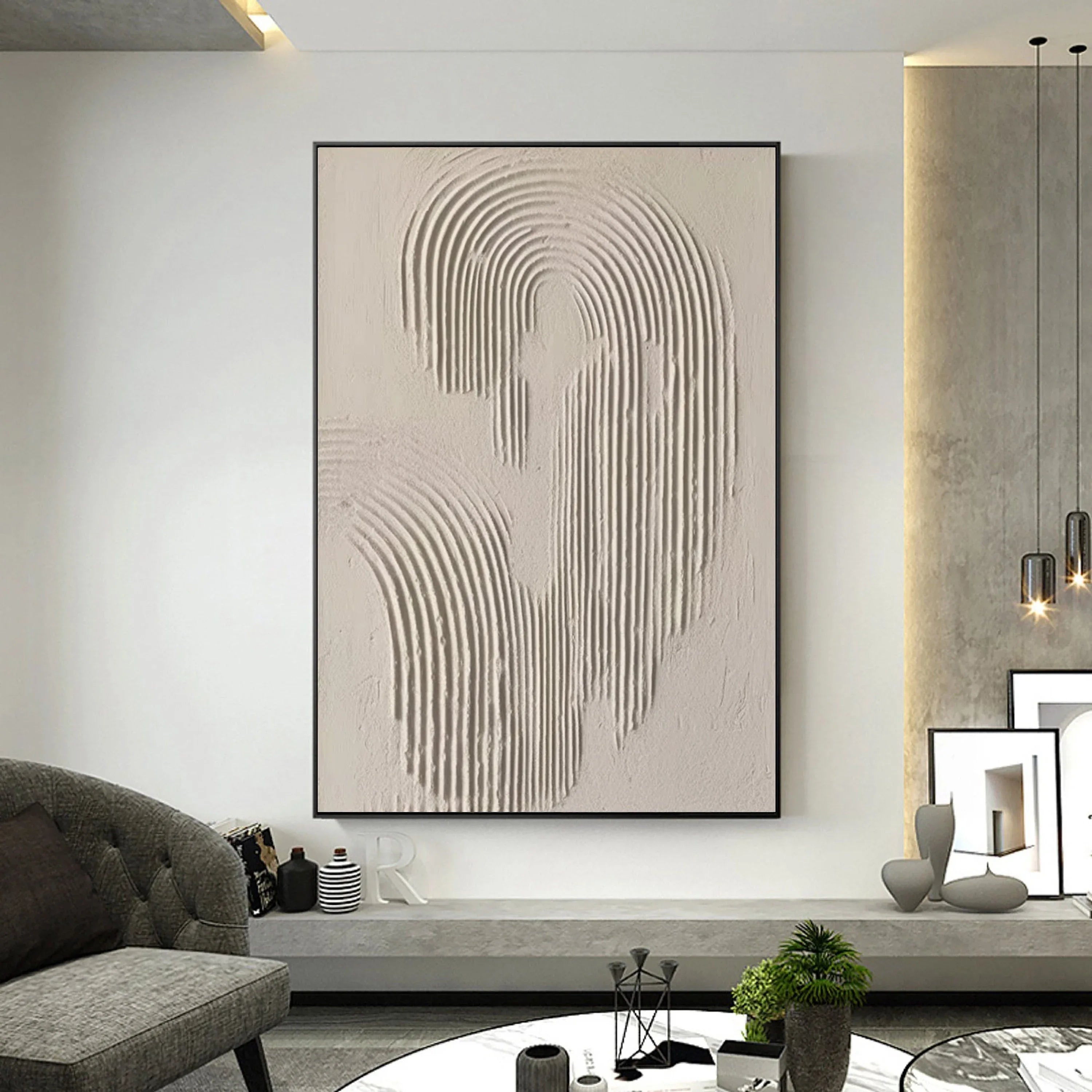 Rippled Elegance-Modern Interior Design Geometric Curve Texture Abstract Wall Art - artextured