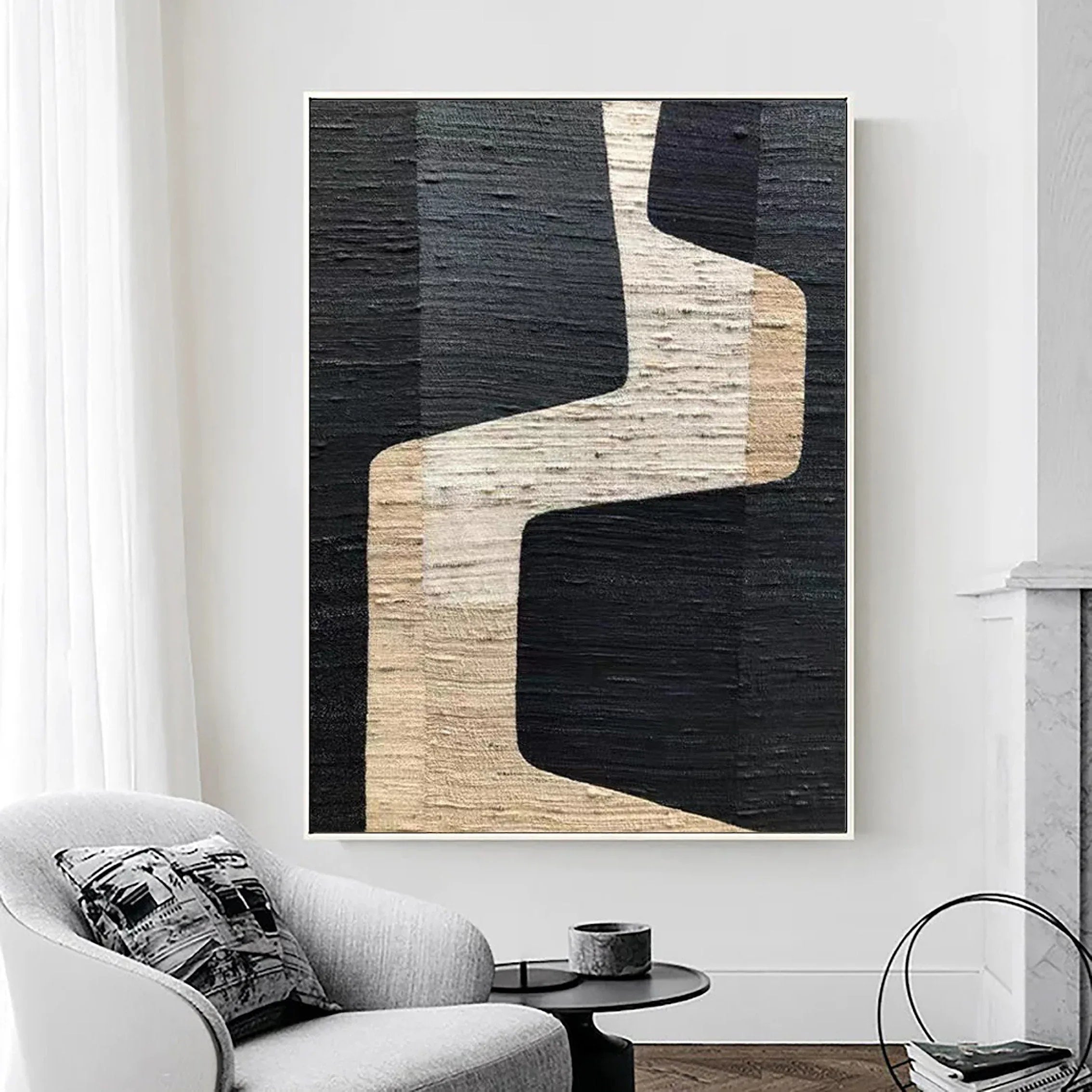 Mono Path Surge-Modern Interior Design Geometric Curve Texture Wall Art - artextured