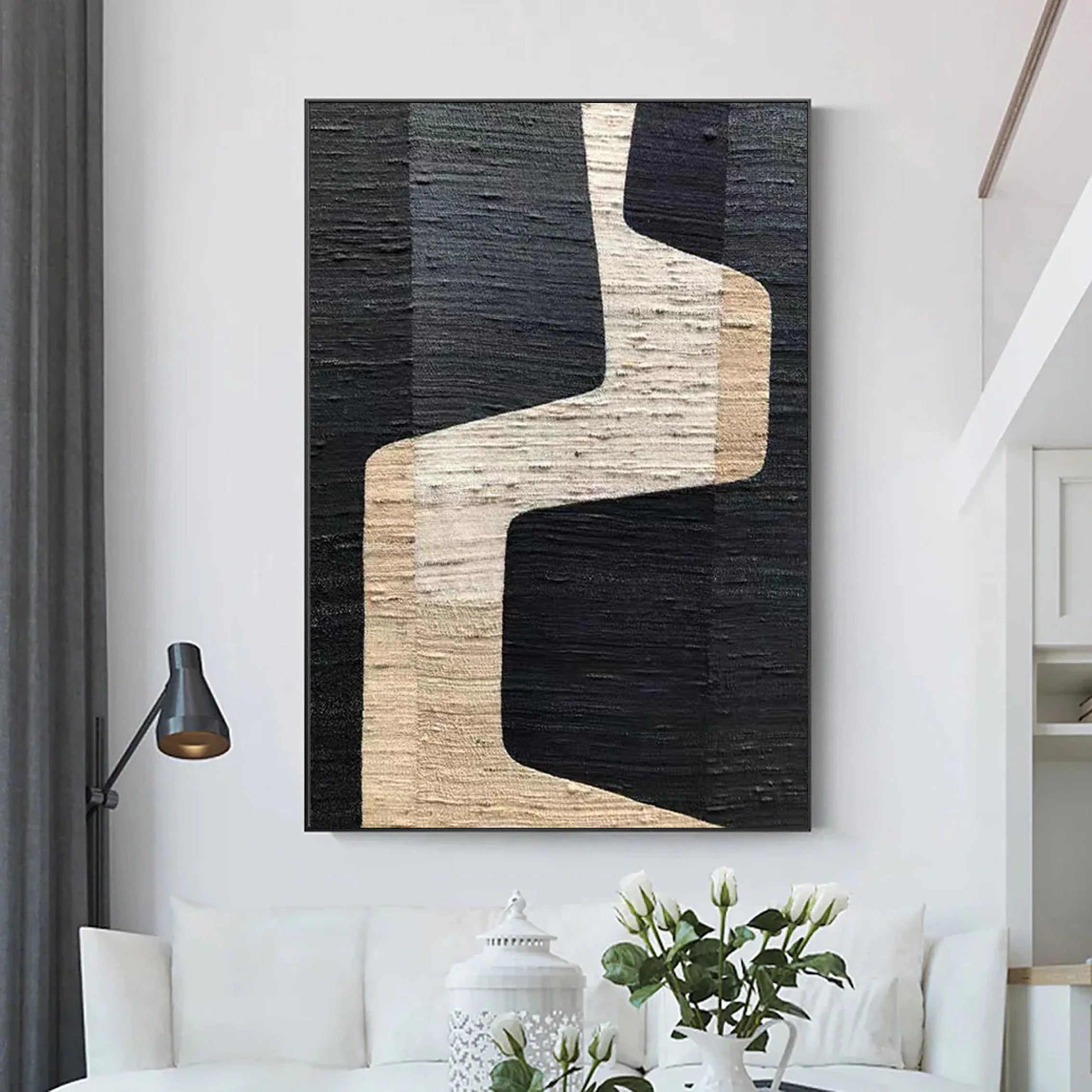 Mono Path Surge-Modern Interior Design Geometric Curve Texture Wall Art - artextured