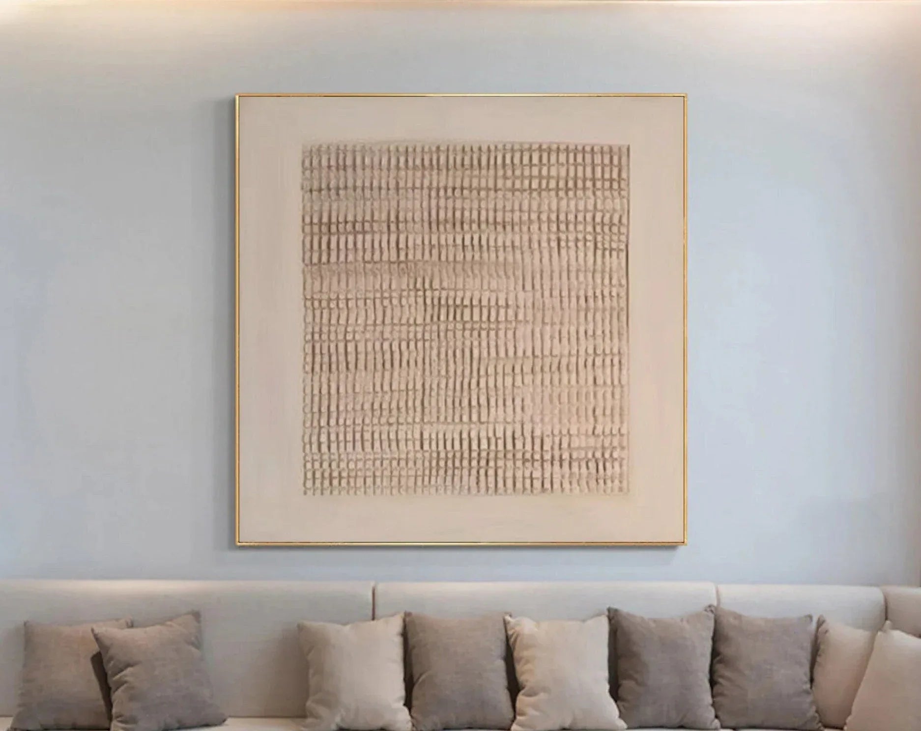 Earth Grid Echo-Hand Drawn Vertical Stripe Texture Geometric Abstract Wall Art - artextured