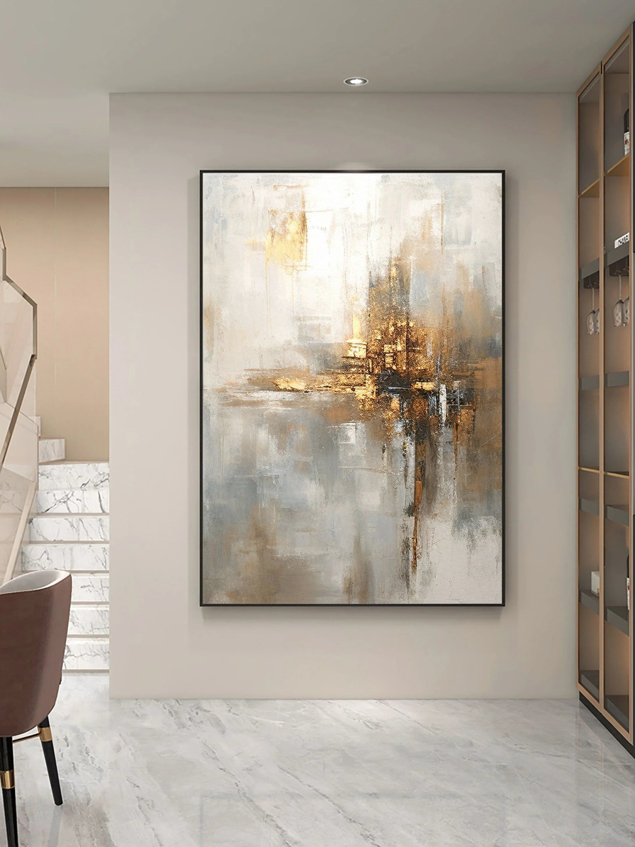Radiant Reflection-Light Luxury Gold Foil Texture Thick Coating Abstract Wall Art - artextured