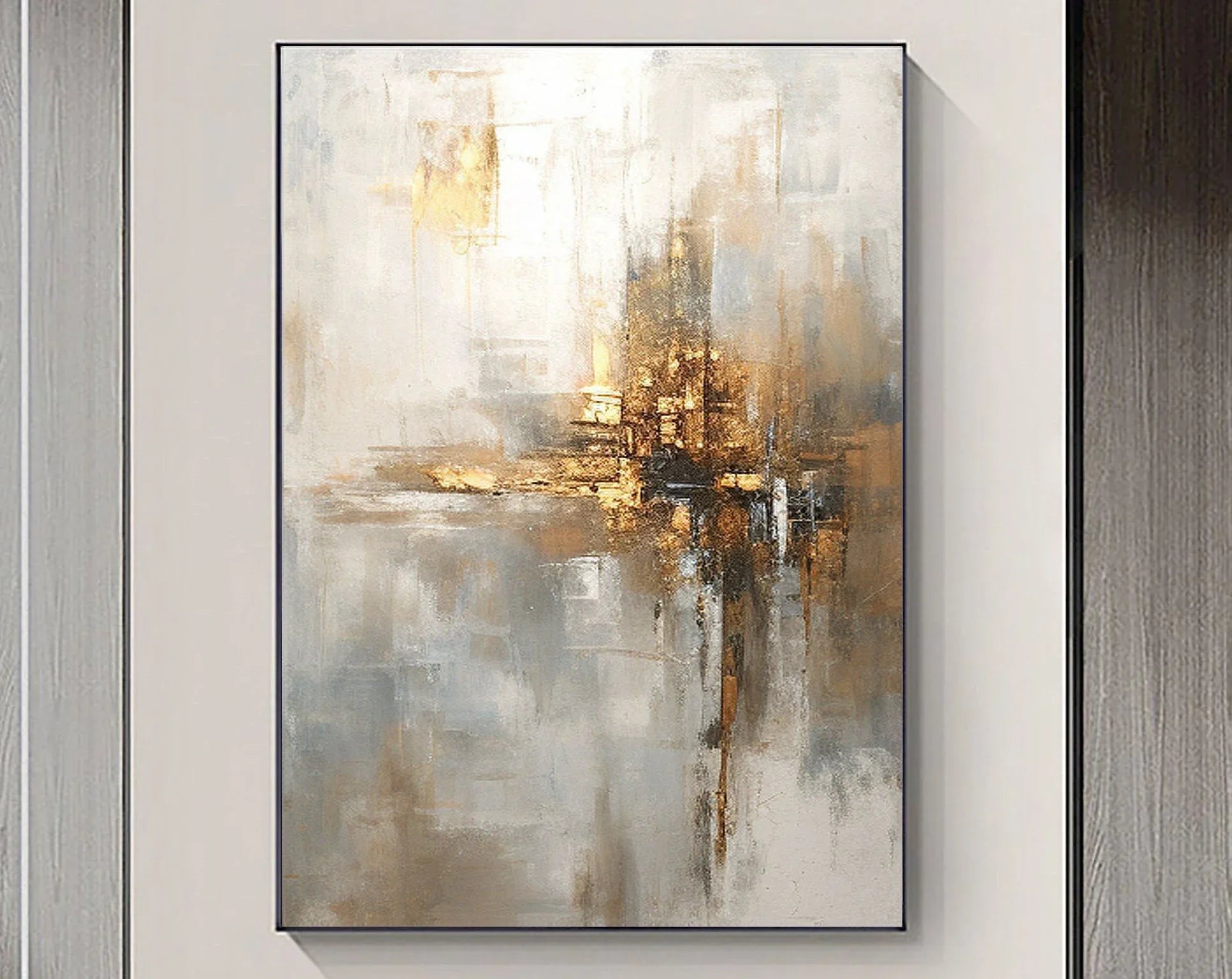 Radiant Reflection-Light Luxury Gold Foil Texture Thick Coating Abstract Wall Art - artextured