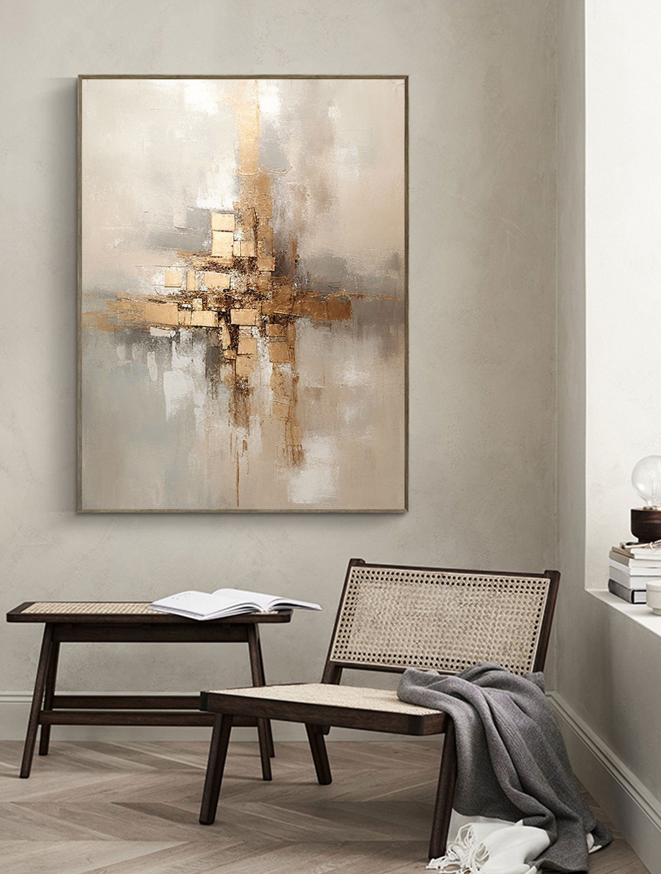 Golden Balance: Abstract Harmony Canvas Art