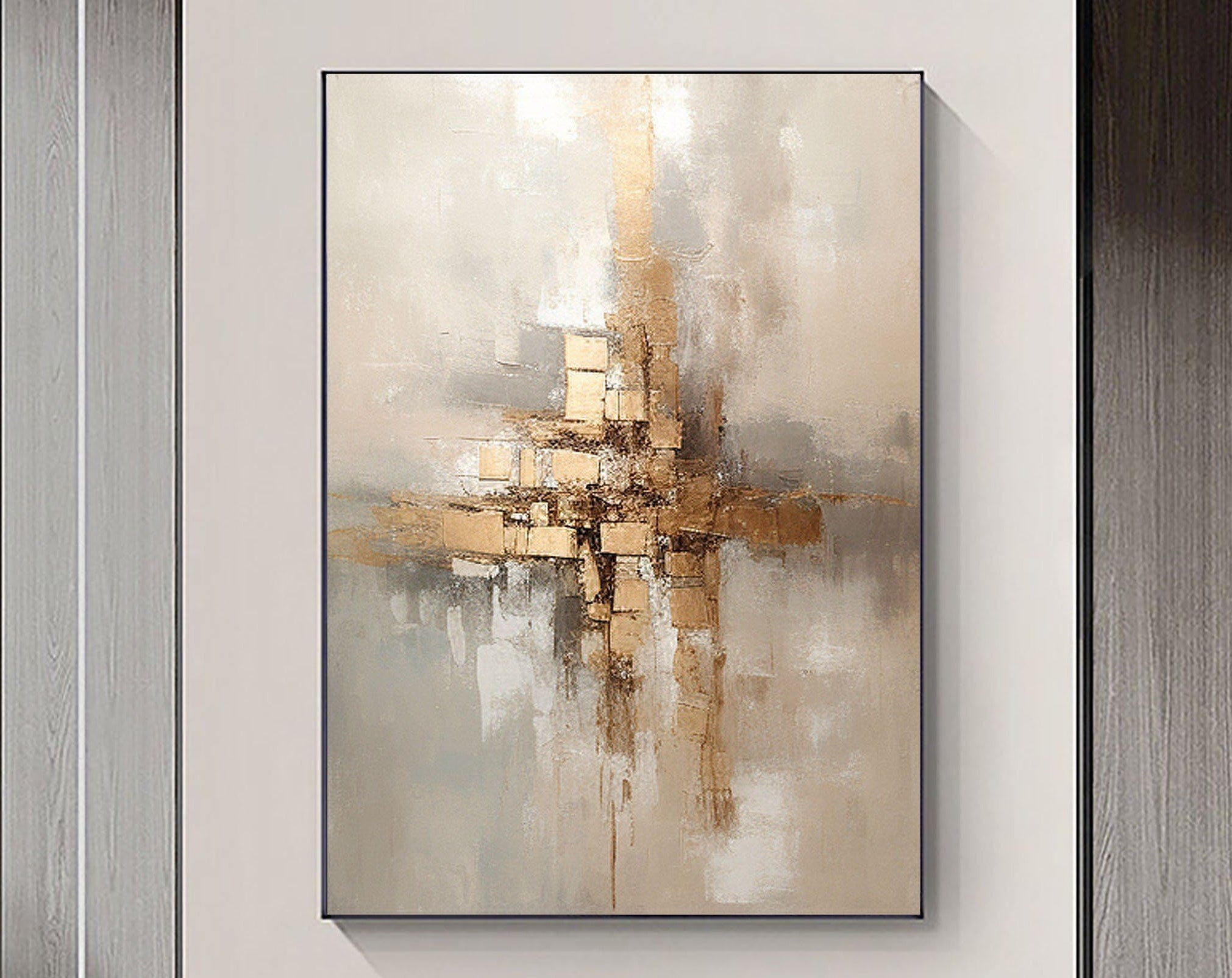 Golden Balance: Abstract Harmony Canvas Art