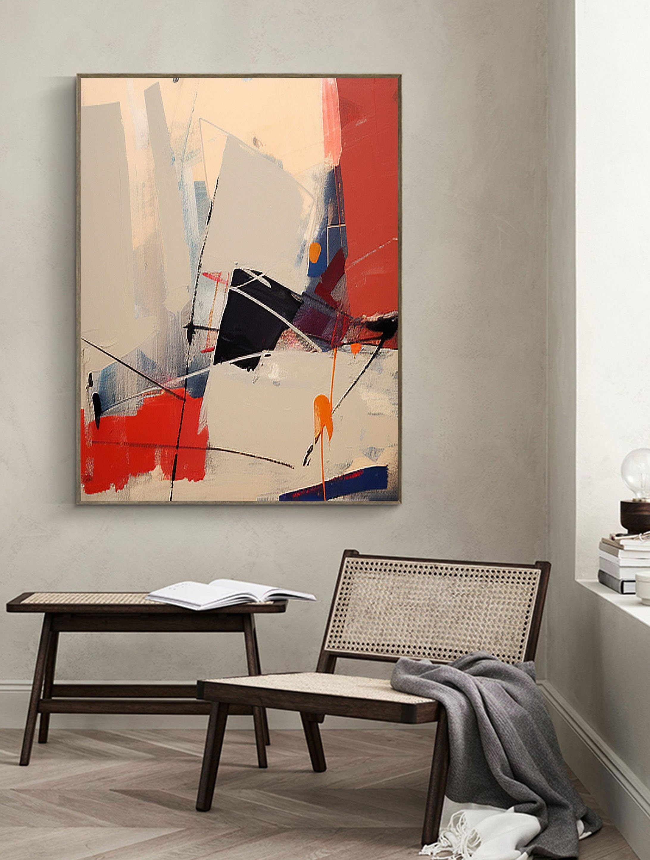 Color Surge-Multi Colored Geometric Abstract Texture Oil Painting Wall Art