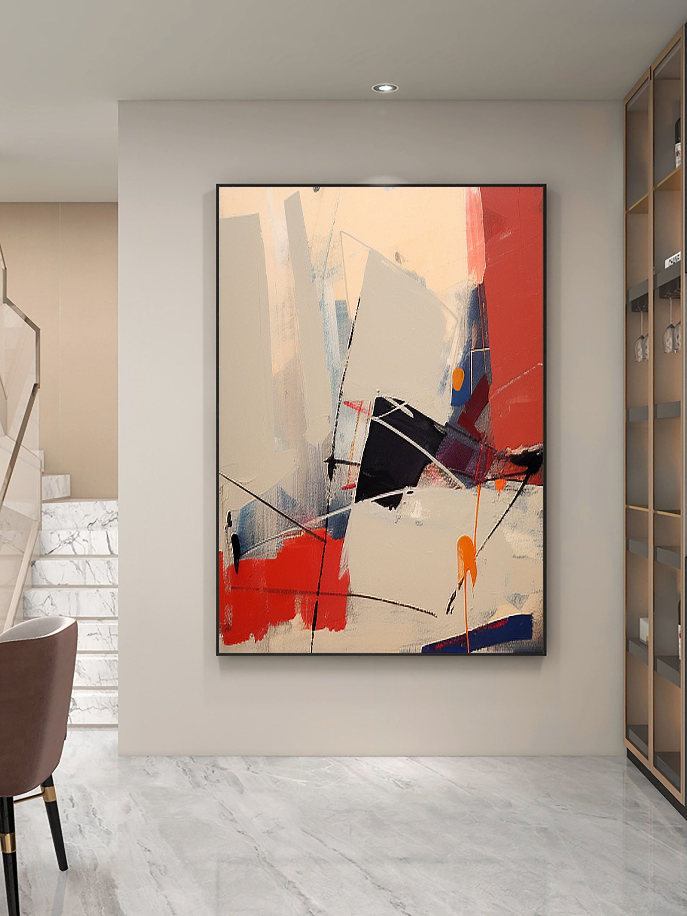 Color Surge-Multi Colored Geometric Abstract Texture Oil Painting Wall Art