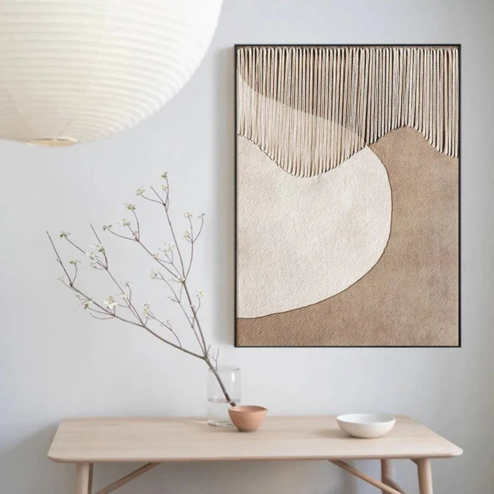 Minimalist Neutral Textured Canvas-Geometric Arc Texture Abstract Wall Art of Modern Minimalist Decoration