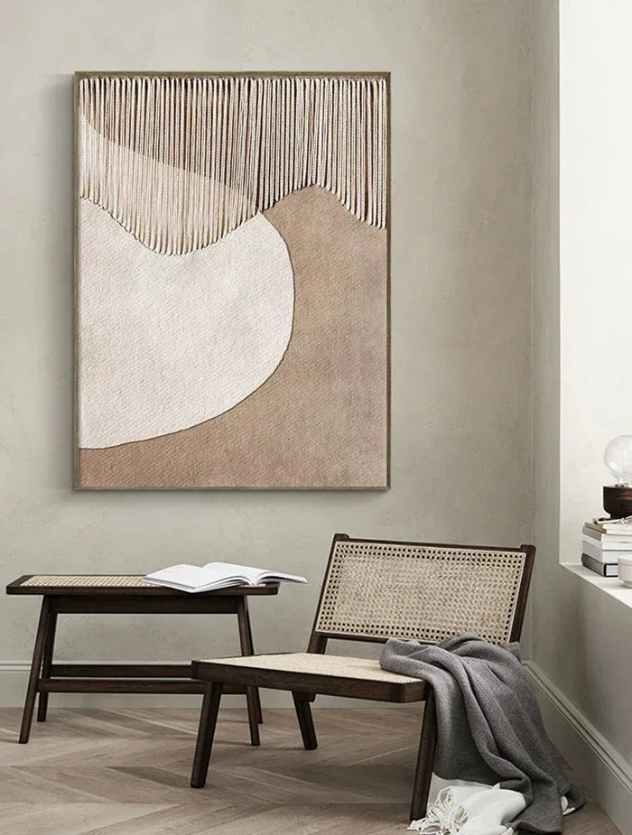 Minimalist Neutral Textured Canvas-Geometric Arc Texture Abstract Wall Art of Modern Minimalist Decoration - artextured