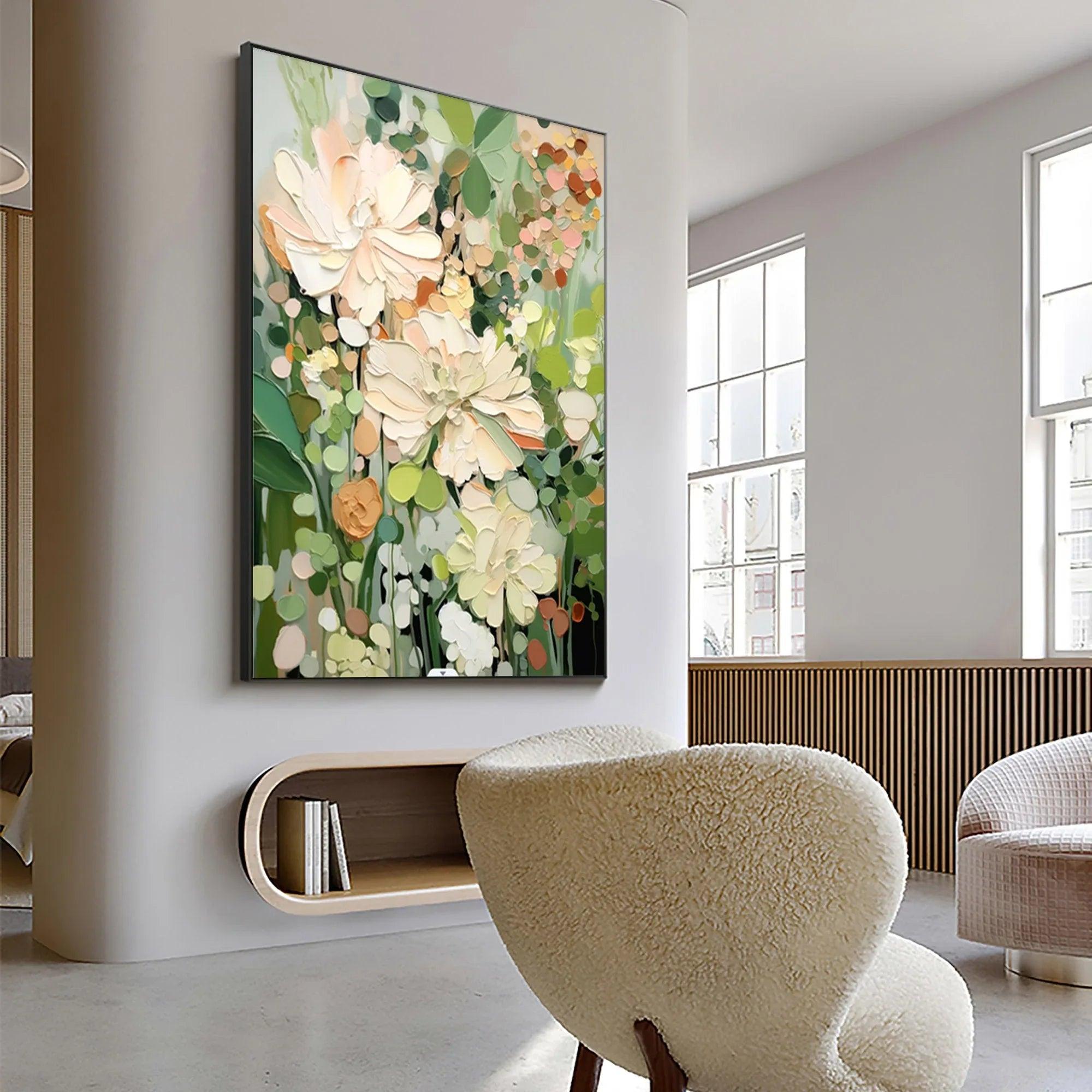 Garden Serenity-Hand Drawn Vibrant Three-Dimensional Floral Texture Wall Art - artextured