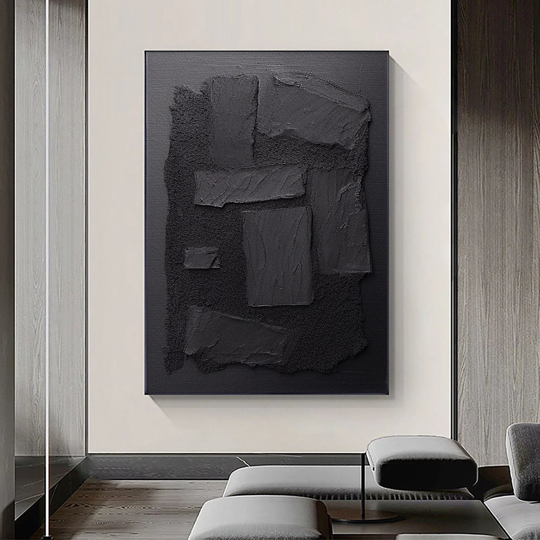 Shadow Layers-Minimalist Hand Drawn Thick Coated Abstract Texture Wall Art - artextured
