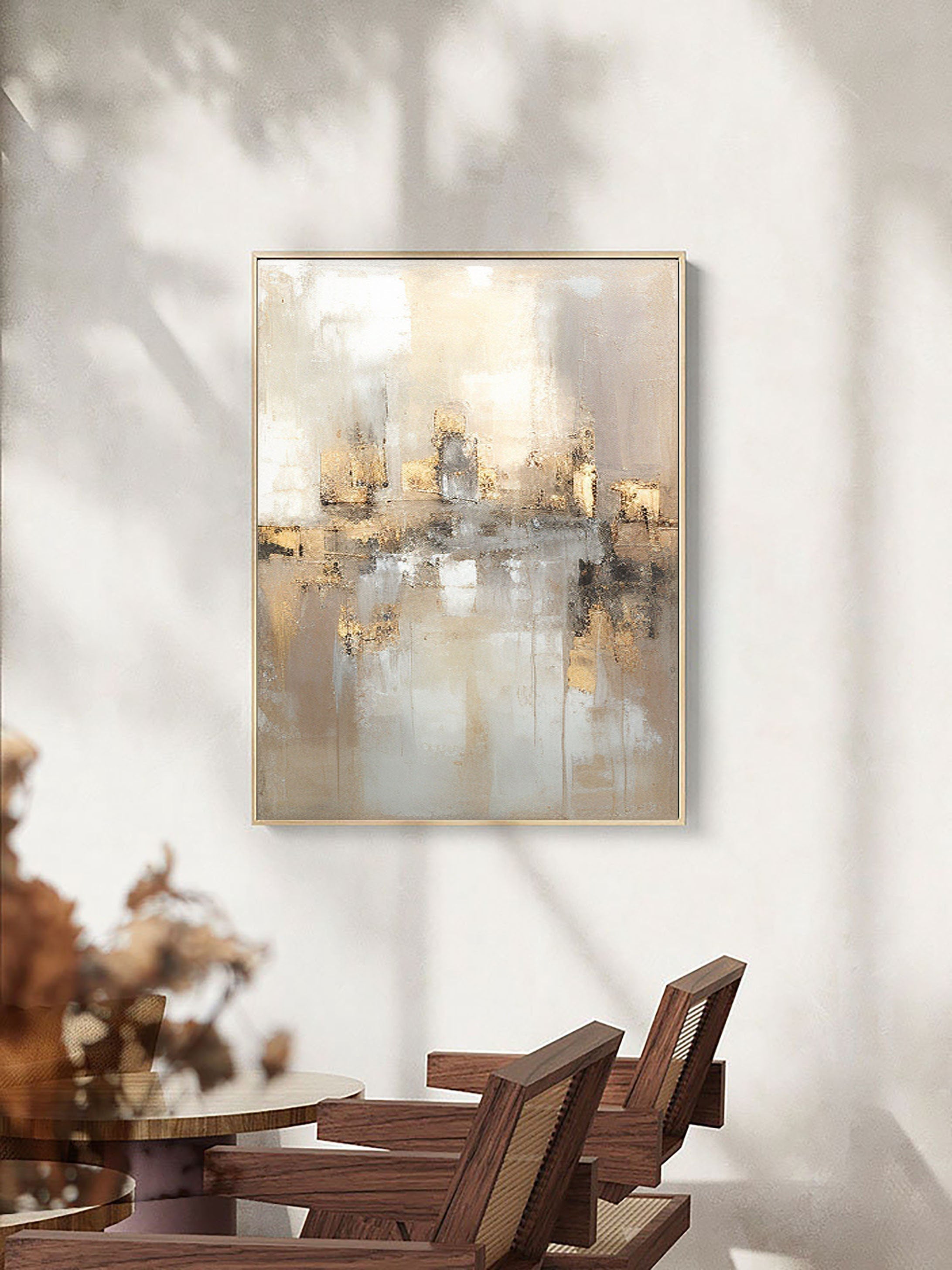Reflections by the Lake: Abstract Serene Landscape Canvas
