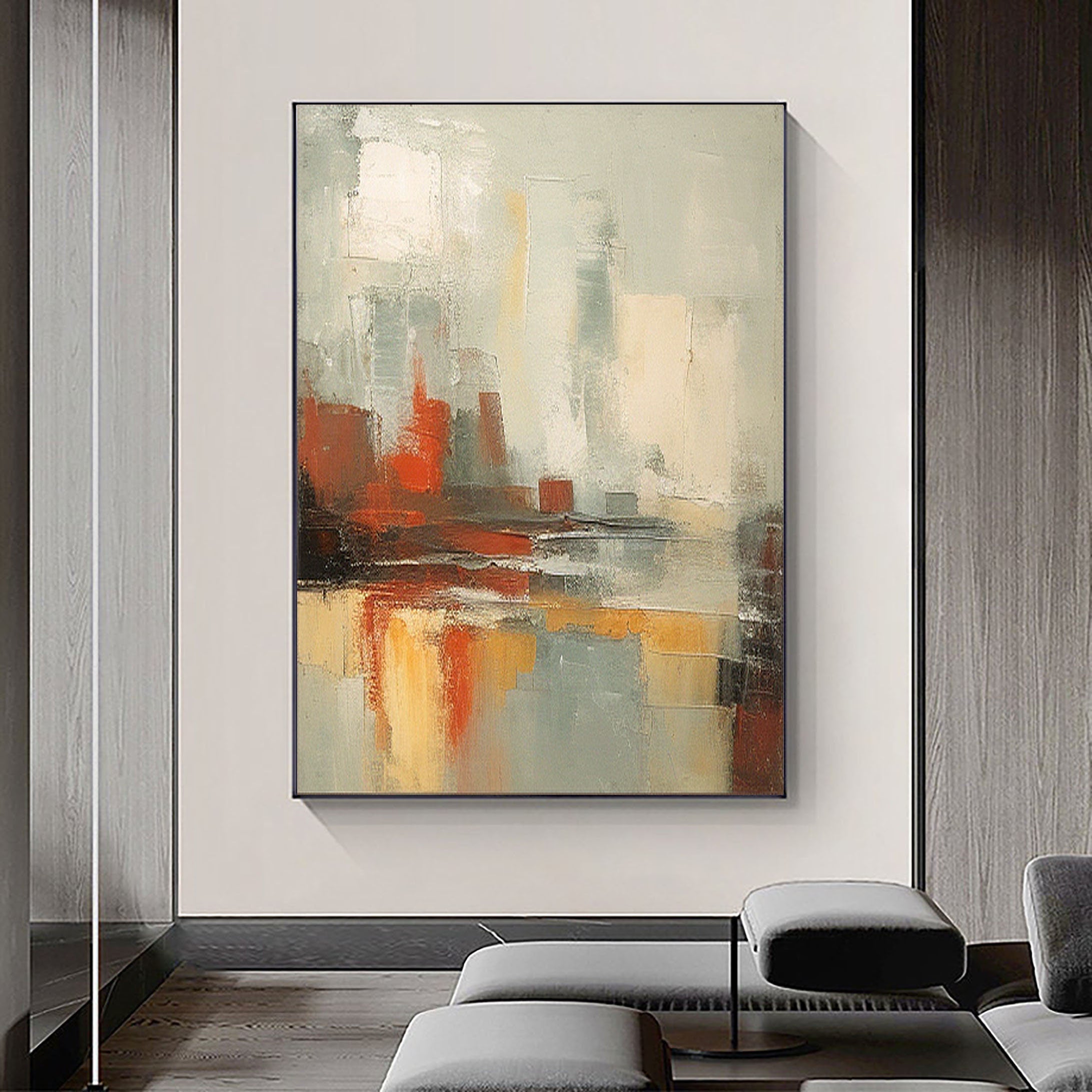 Urban Pulse-Multi Color Abstract Texture Urban Oil Painting Wall Art