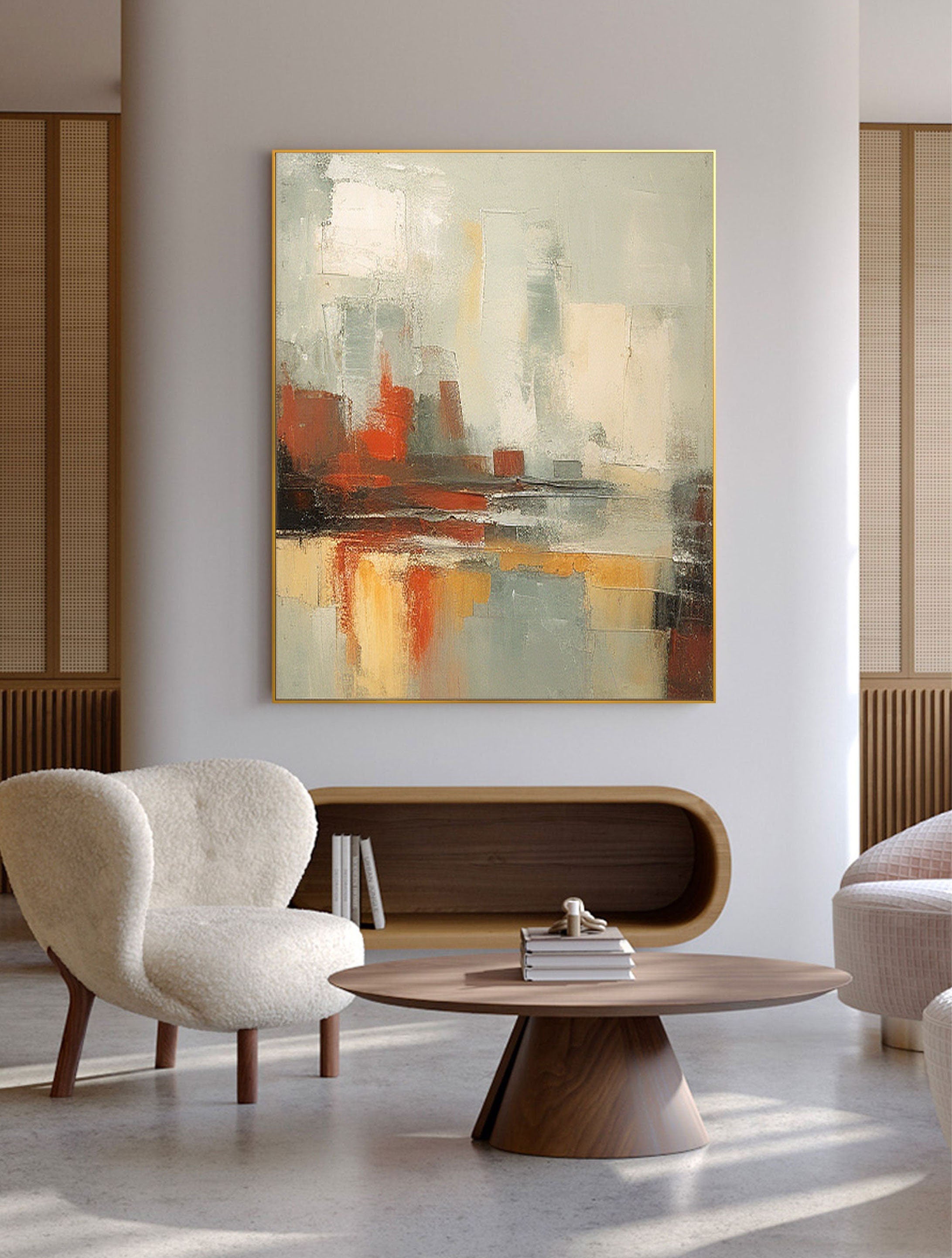 Urban Pulse-Multi Color Abstract Texture Urban Oil Painting Wall Art