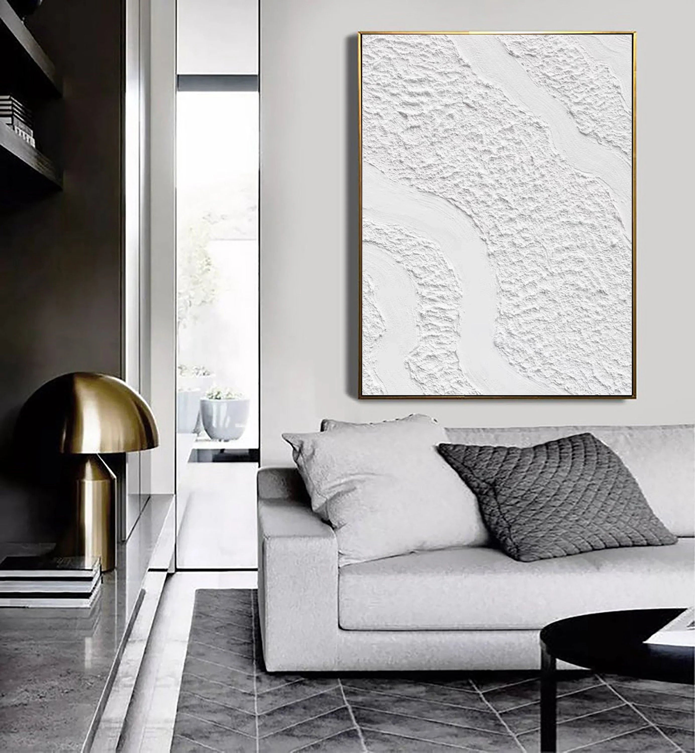 Serenity Flow-Modern Minimalist White Textured Wave Abstract Wall Art - artextured