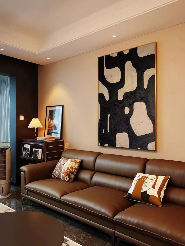 Mono Maze-Modern Minimalist Black and White Flowing Geometric Abstract Wall Art - artextured