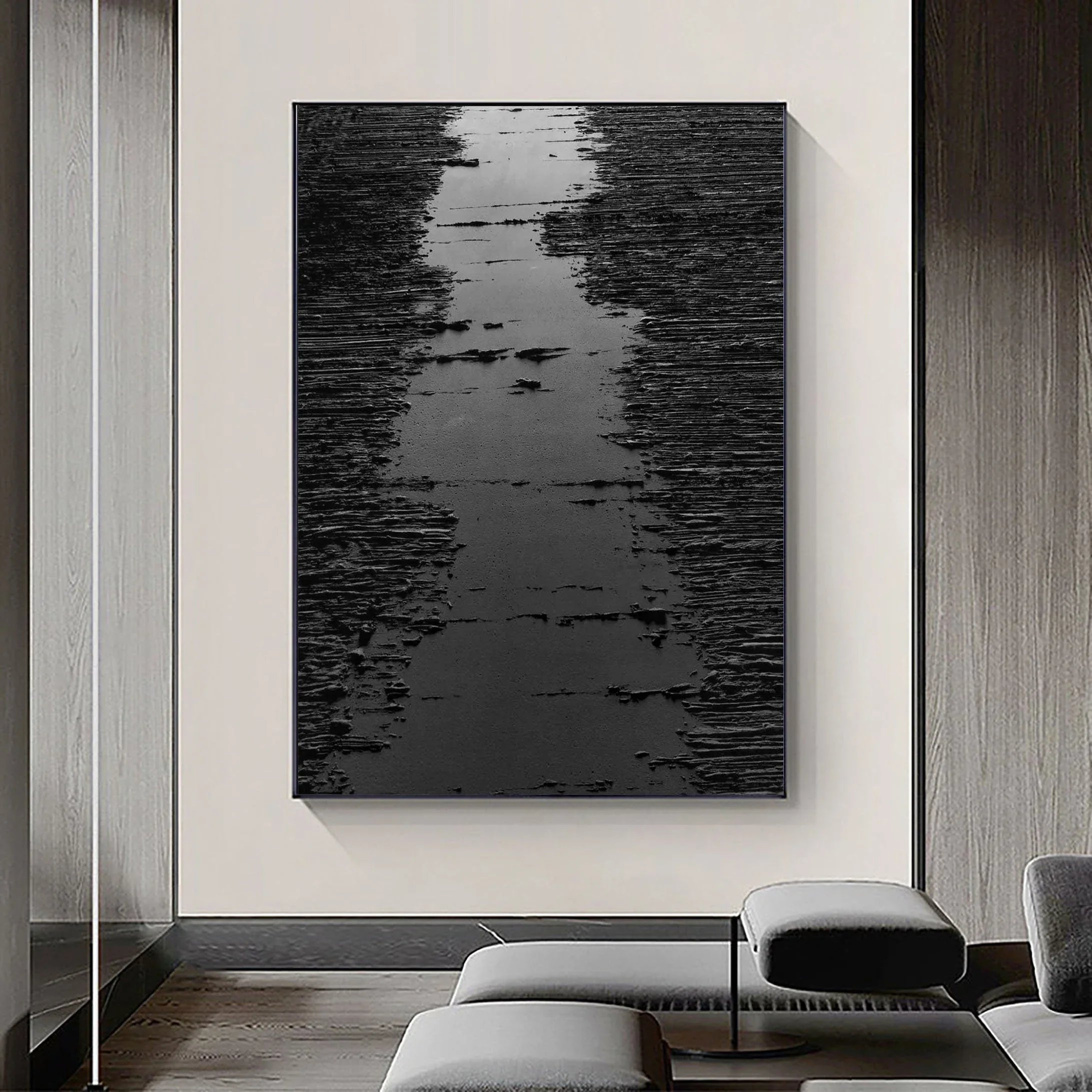 Texture Echo-Texture Rhythm Black Path Abstract Wall Art - artextured