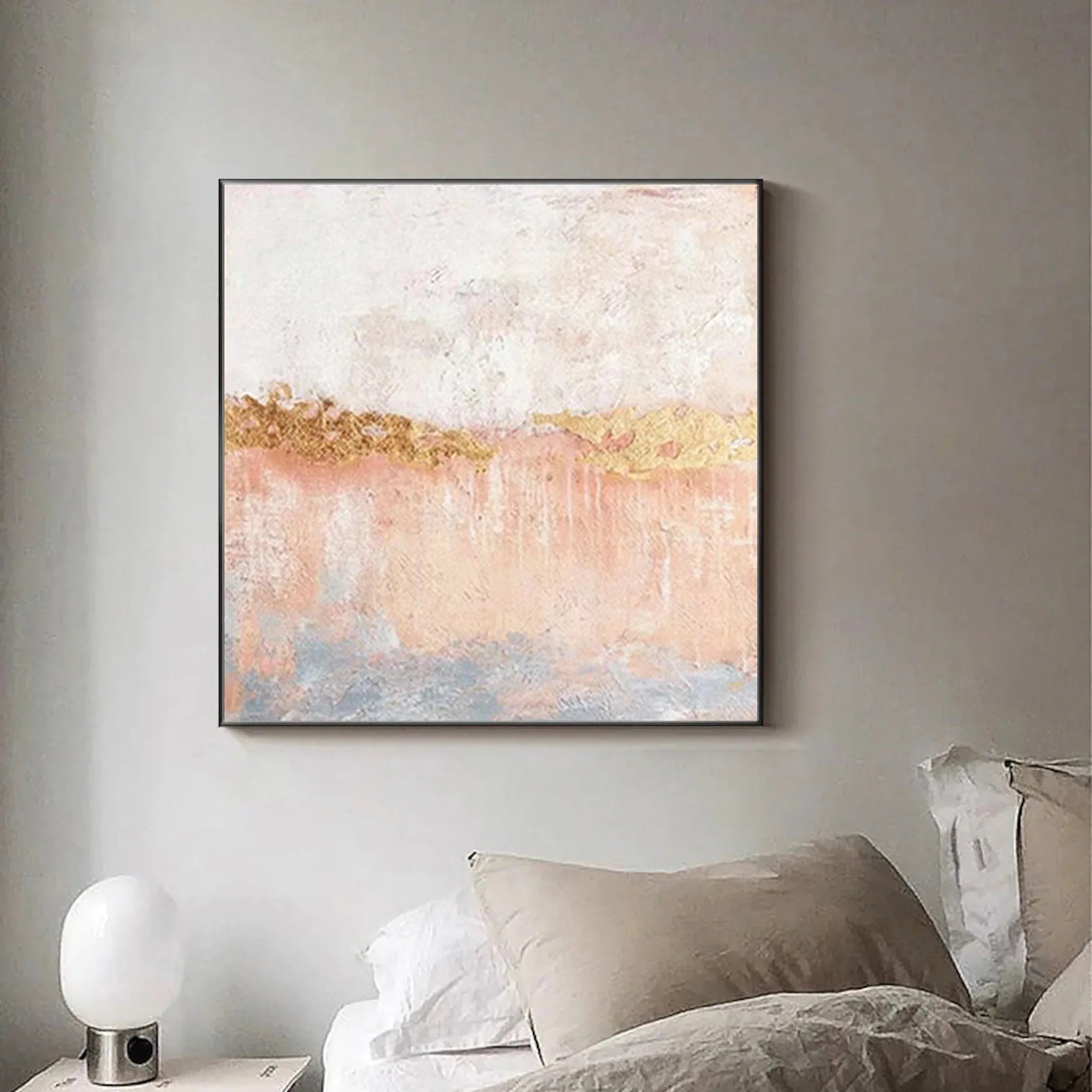 Golden Horizon-Abstract Pink Gold Texture Thick Coating Wall Art - artextured