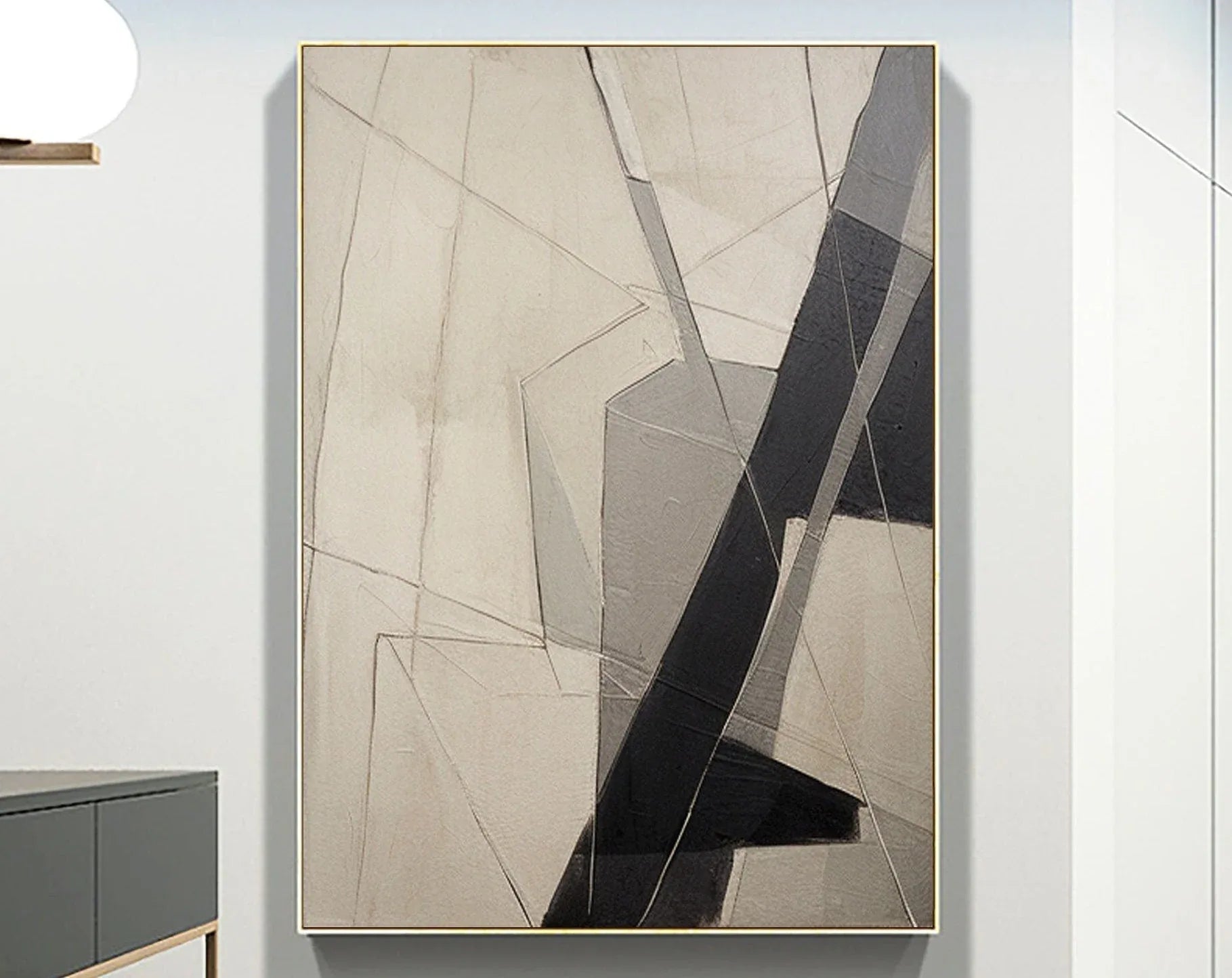 Intersecting Paths-Hand Drawn Geometric Three-Dimensional Texture Abstract Wall Art - artextured