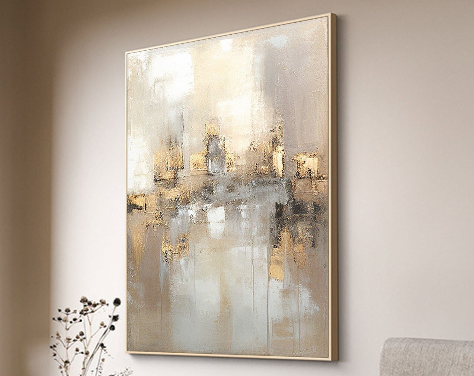 Reflections by the Lake: Abstract Serene Landscape Canvas