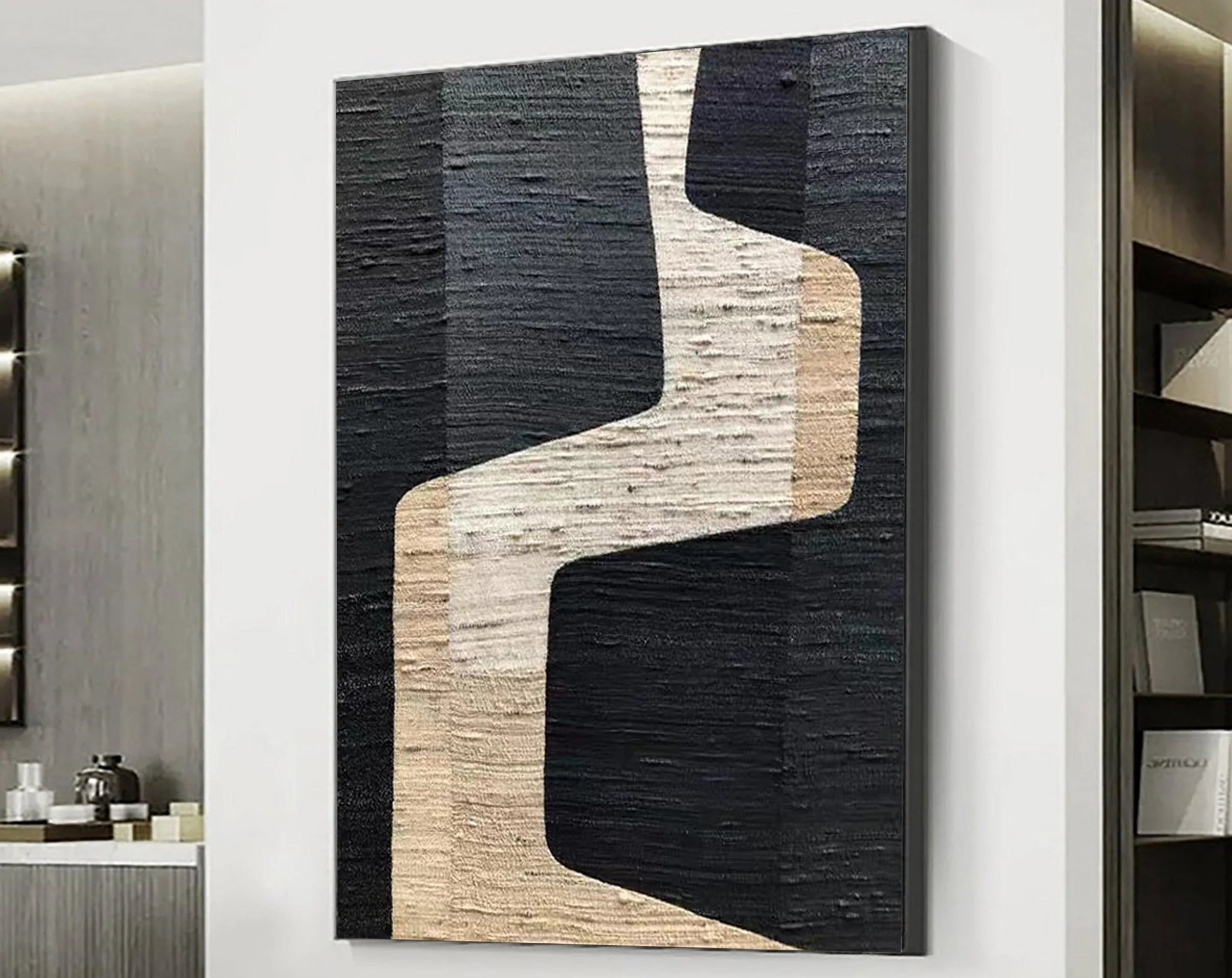 Mono Path Surge-Modern Interior Design Geometric Curve Texture Wall Art - artextured