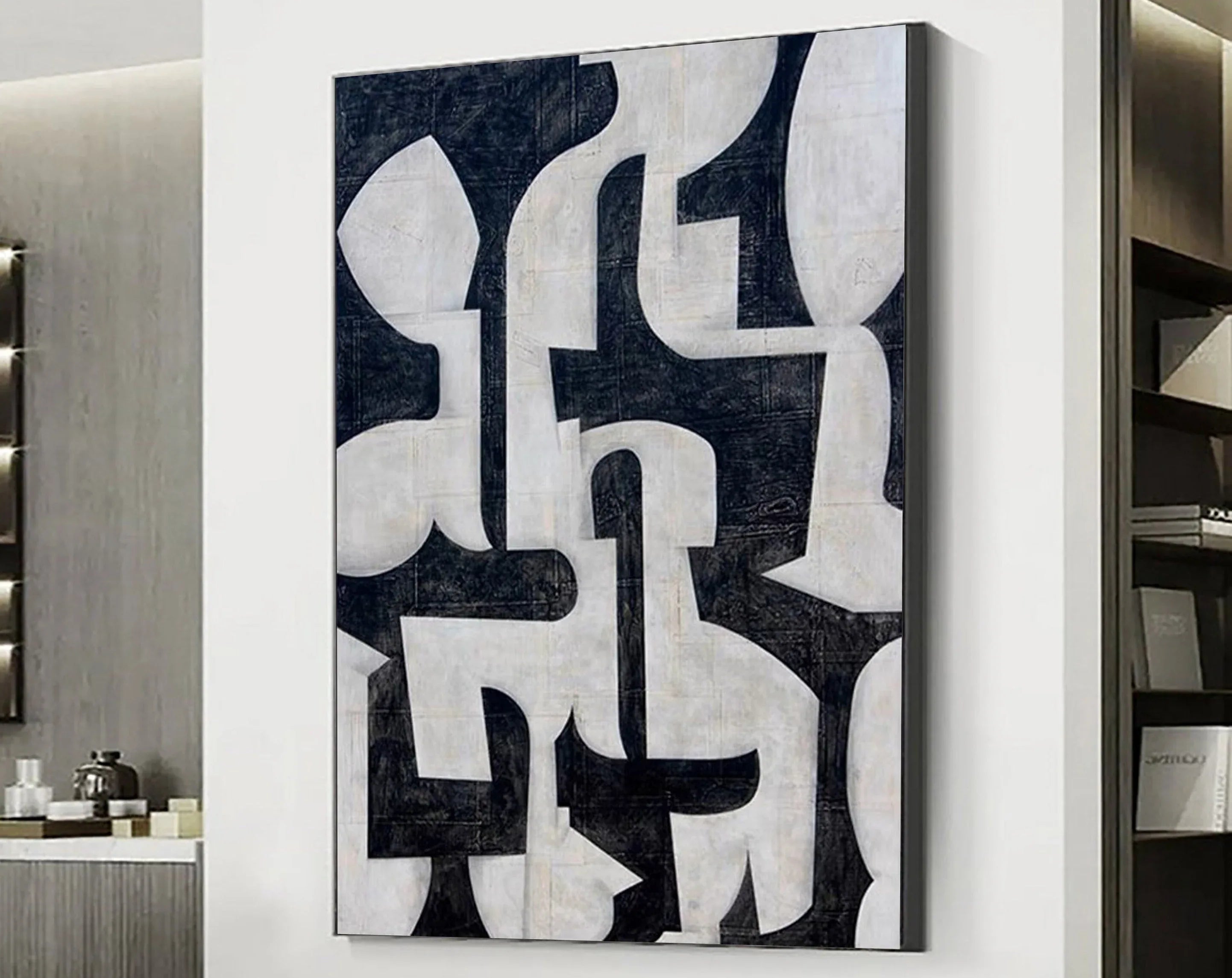 Mono Hypnotic-Modern Geometric Abstract Wall Art - artextured