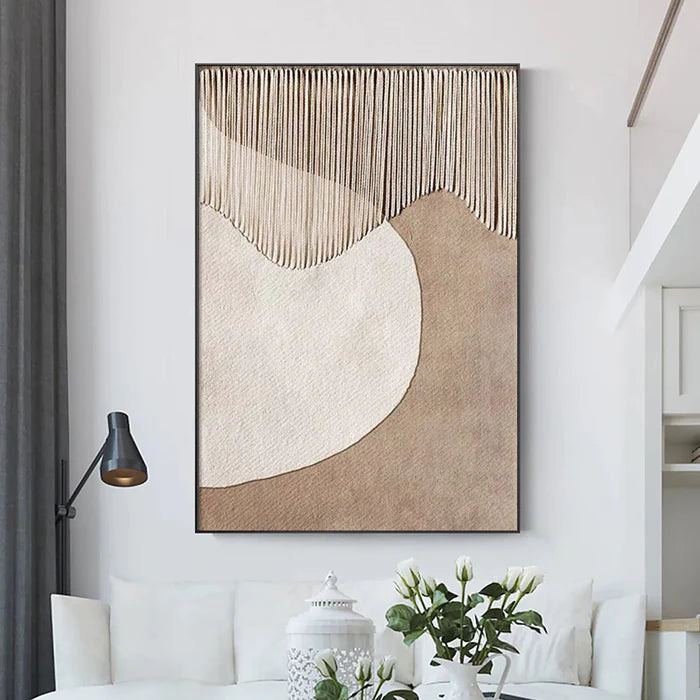 Minimalist Neutral Textured Canvas-Geometric Arc Texture Abstract Wall Art of Modern Minimalist Decoration