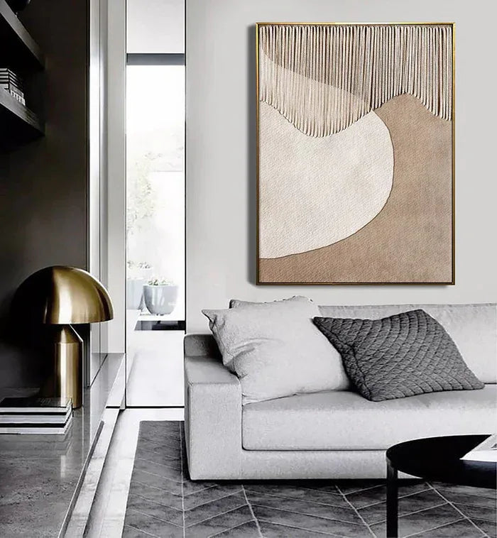 Minimalist Neutral Textured Canvas-Geometric Arc Texture Abstract Wall Art of Modern Minimalist Decoration - artextured