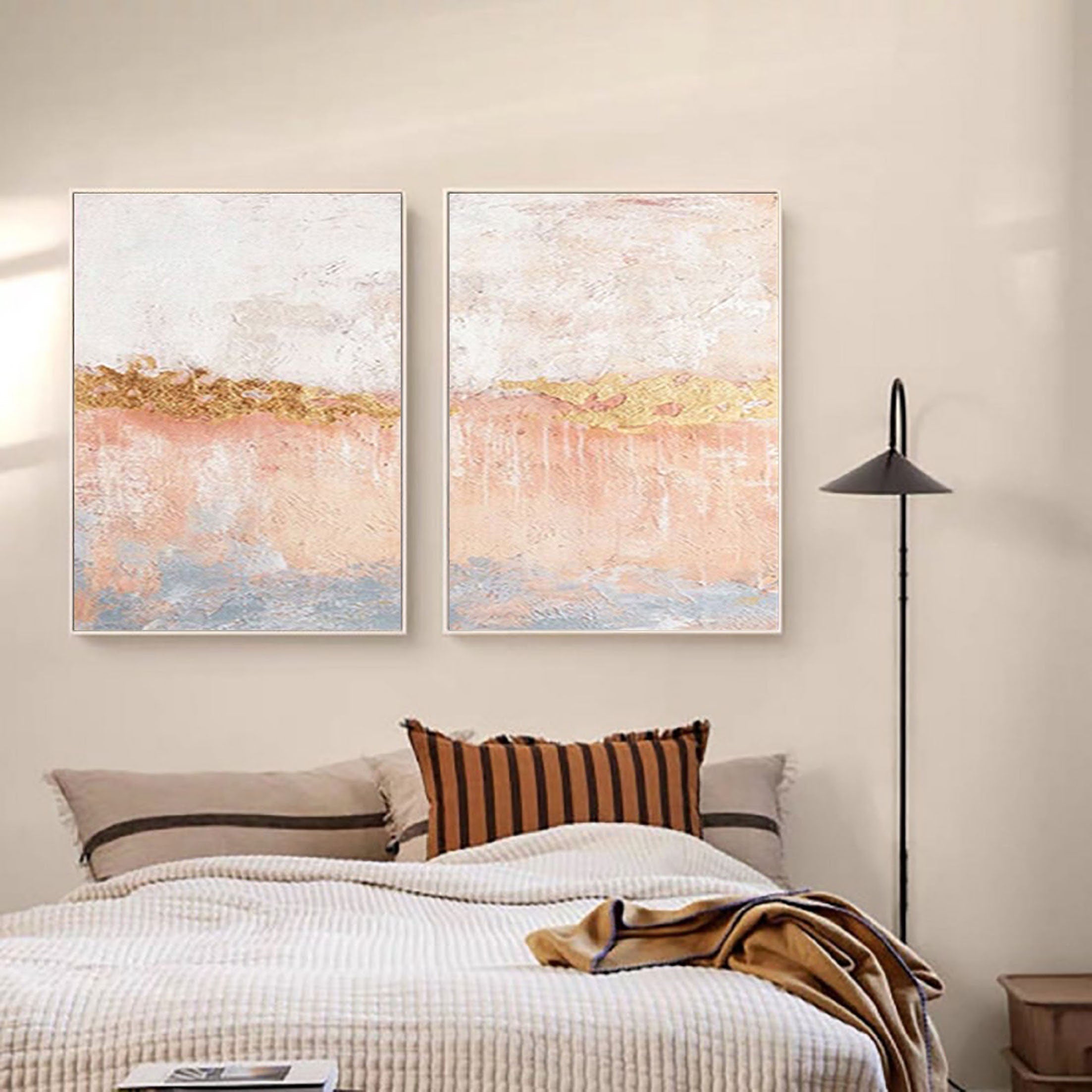 Golden Horizon Abstract Painting SET OF 2