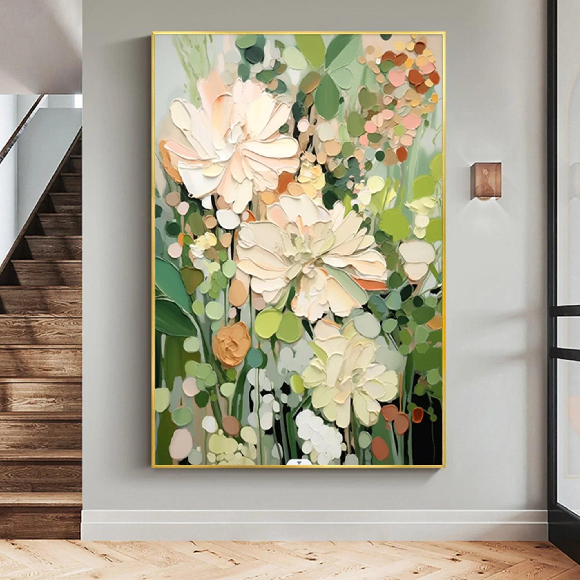Garden Serenity-Hand Drawn Vibrant Three-Dimensional Floral Texture Wall Art - artextured