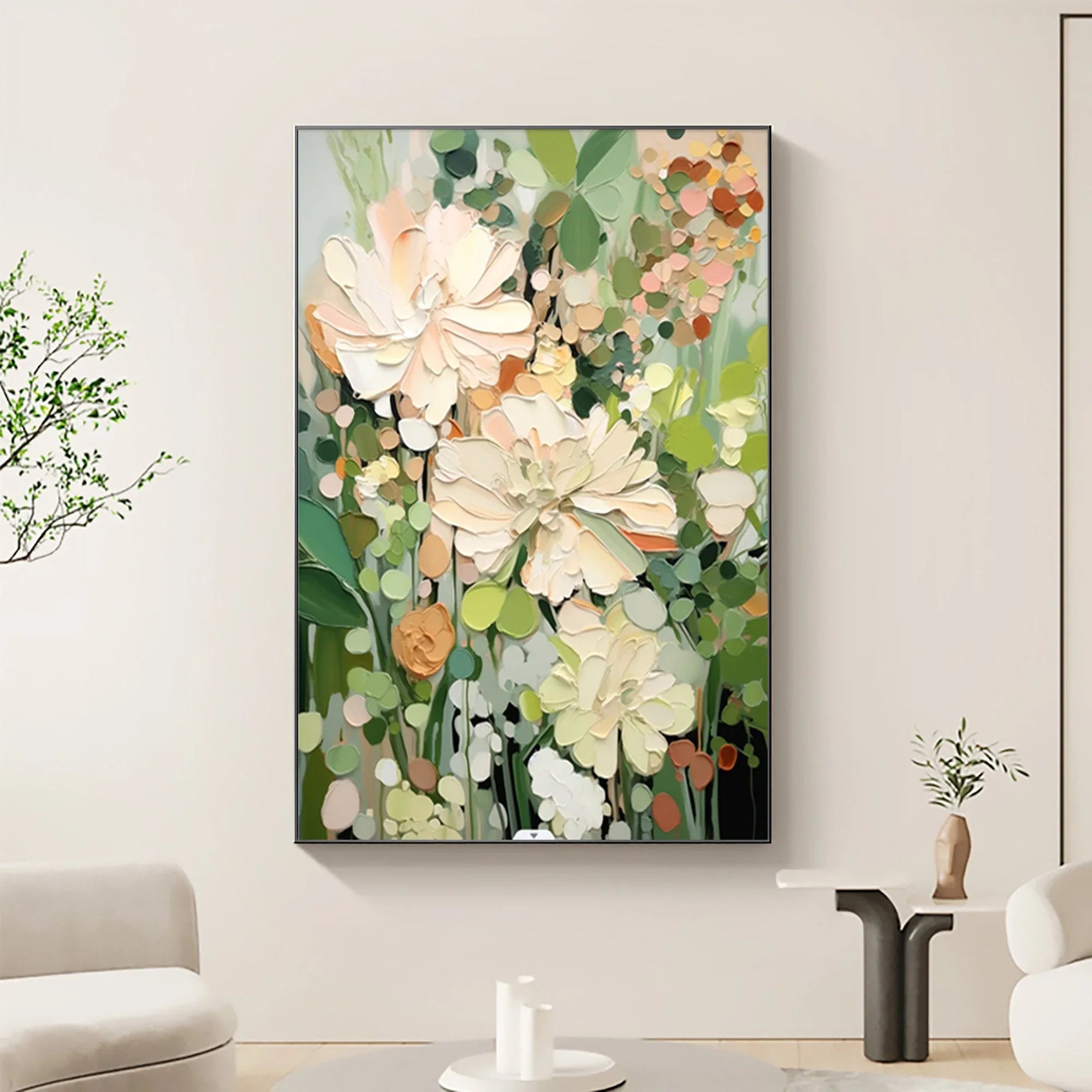 Garden Serenity-Hand Drawn Vibrant Three-Dimensional Floral Texture Wall Art - artextured