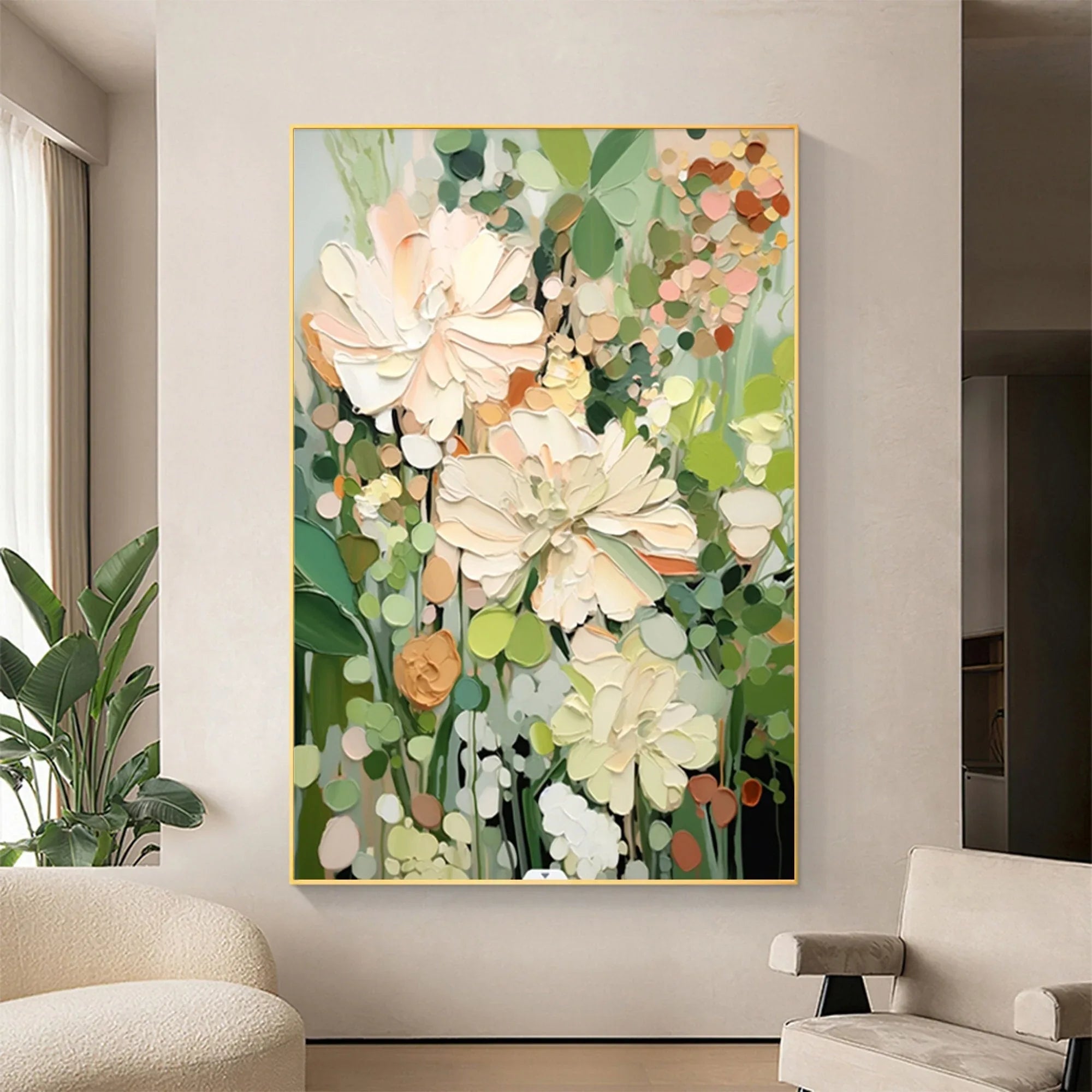 Garden Serenity-Hand Drawn Vibrant Three-Dimensional Floral Texture Wall Art - artextured