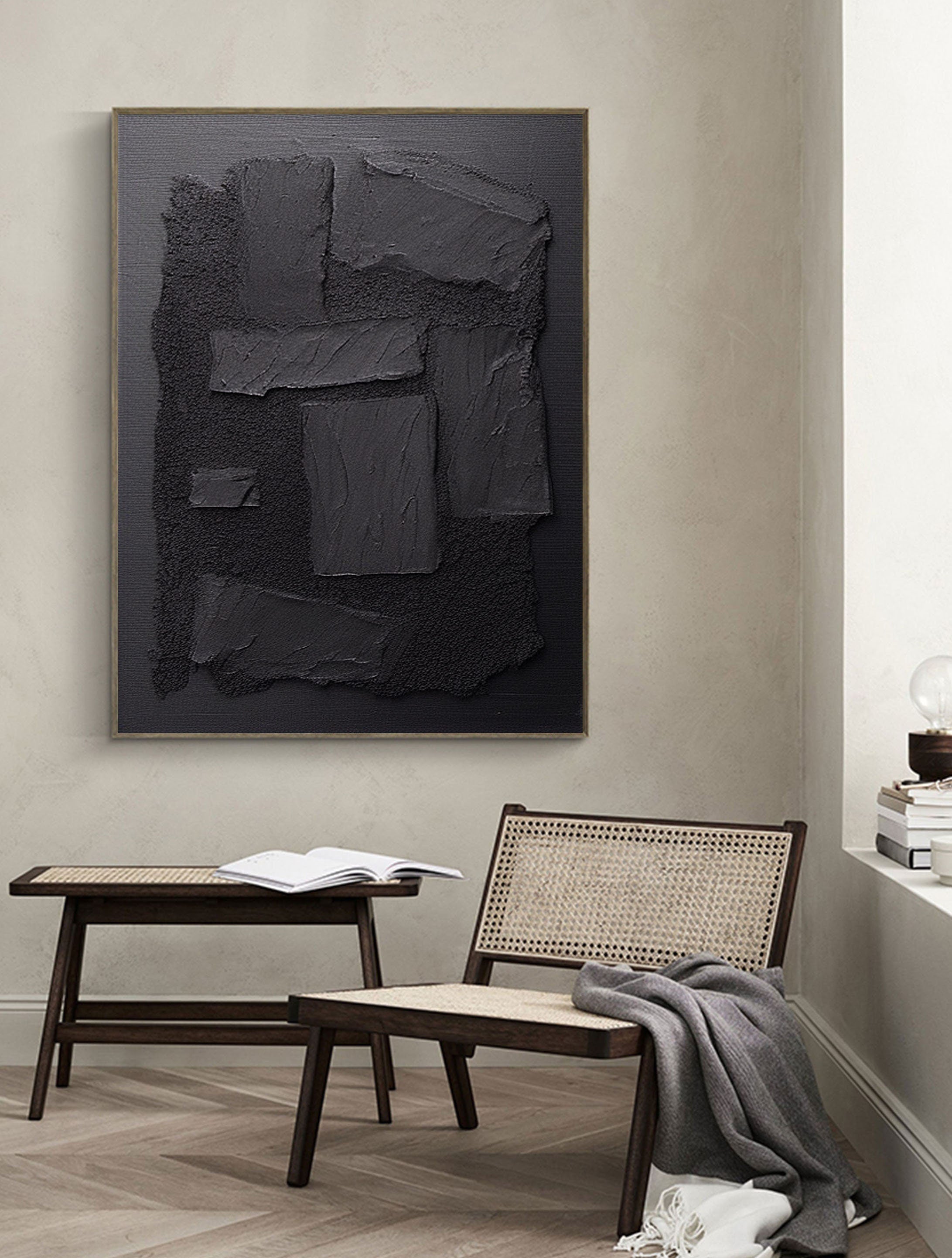Shadow Layers: Textured Abstract Canvas Art