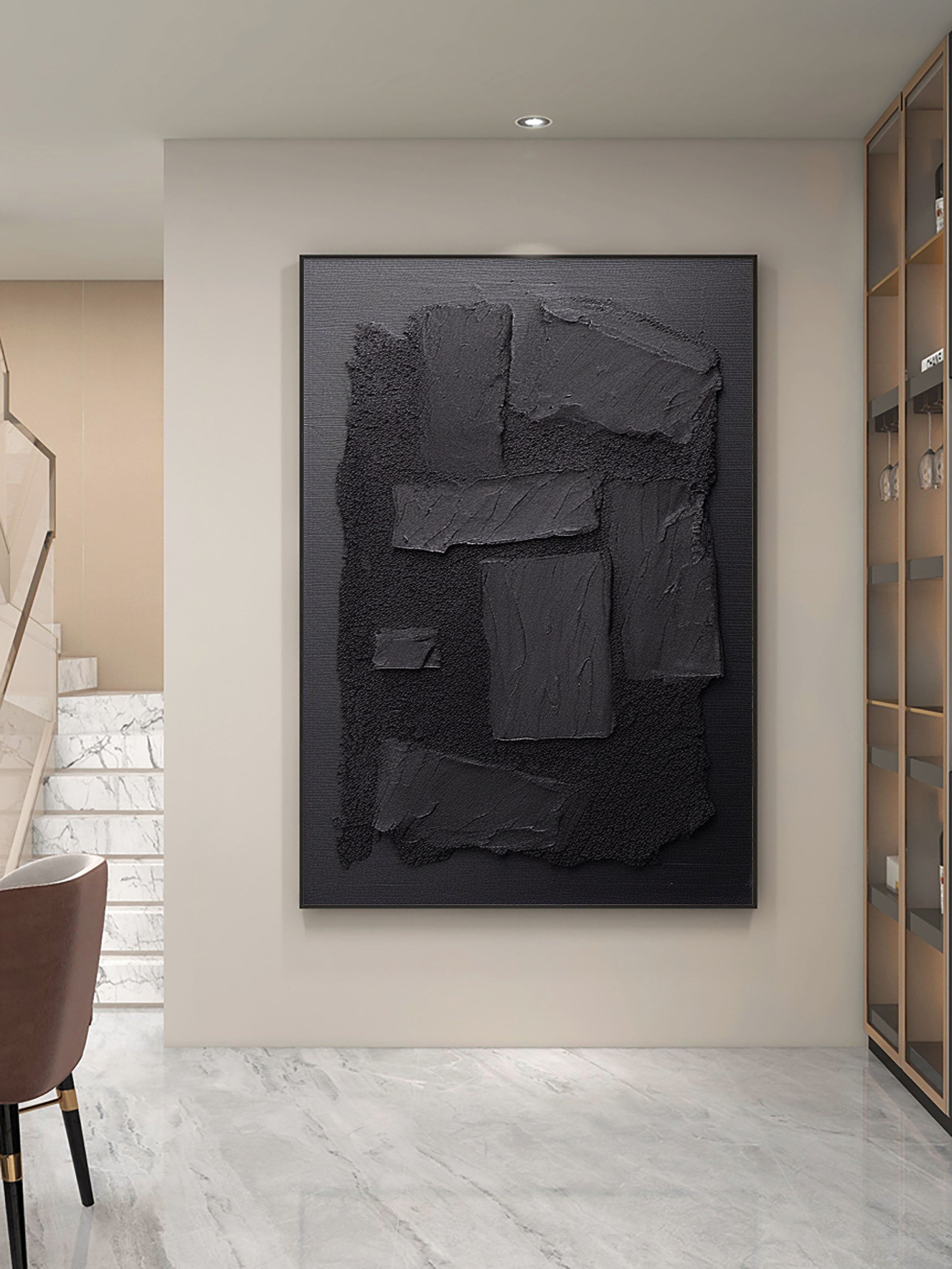 Shadow Layers: Textured Abstract Canvas Art