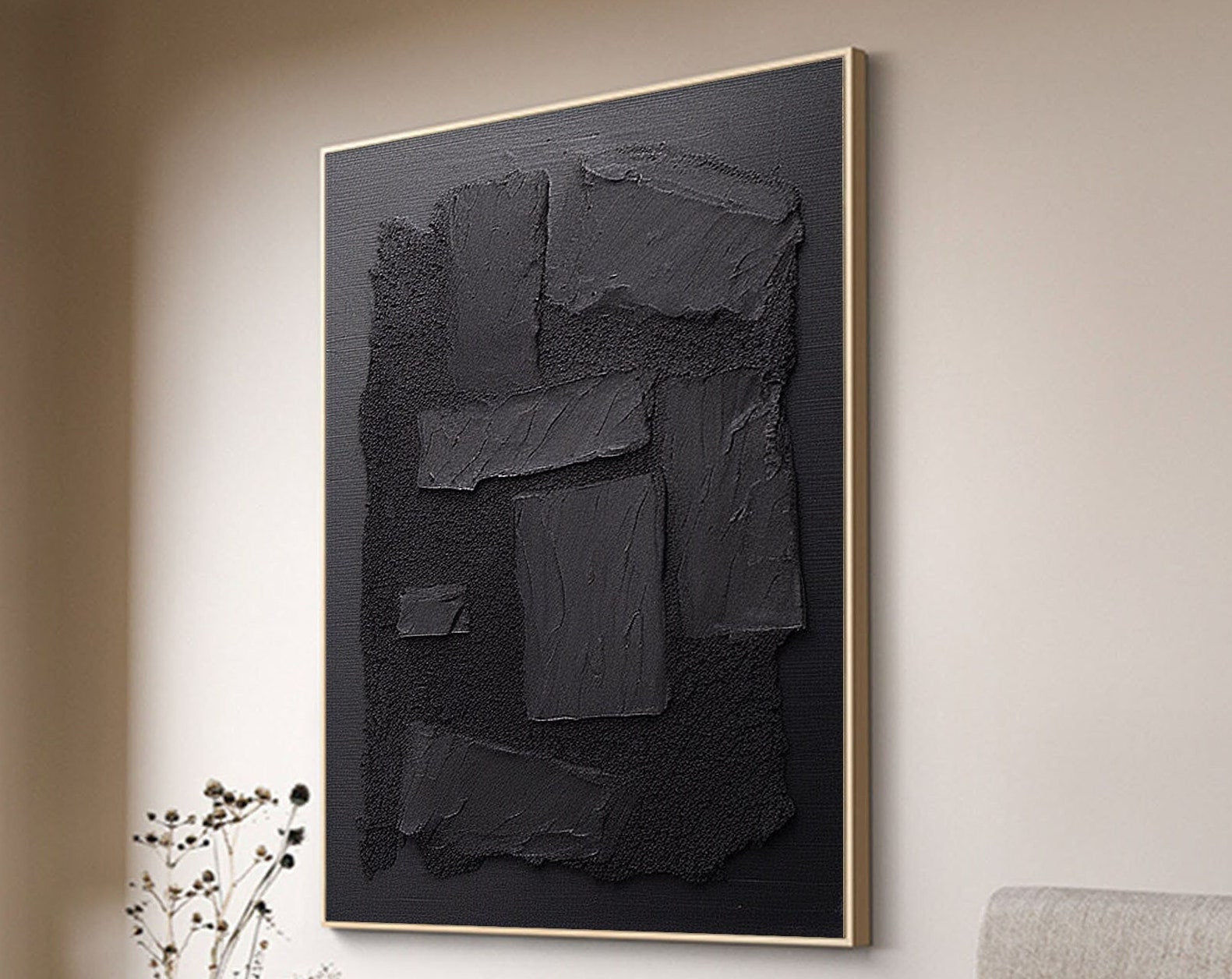 Shadow Layers: Textured Abstract Canvas Art