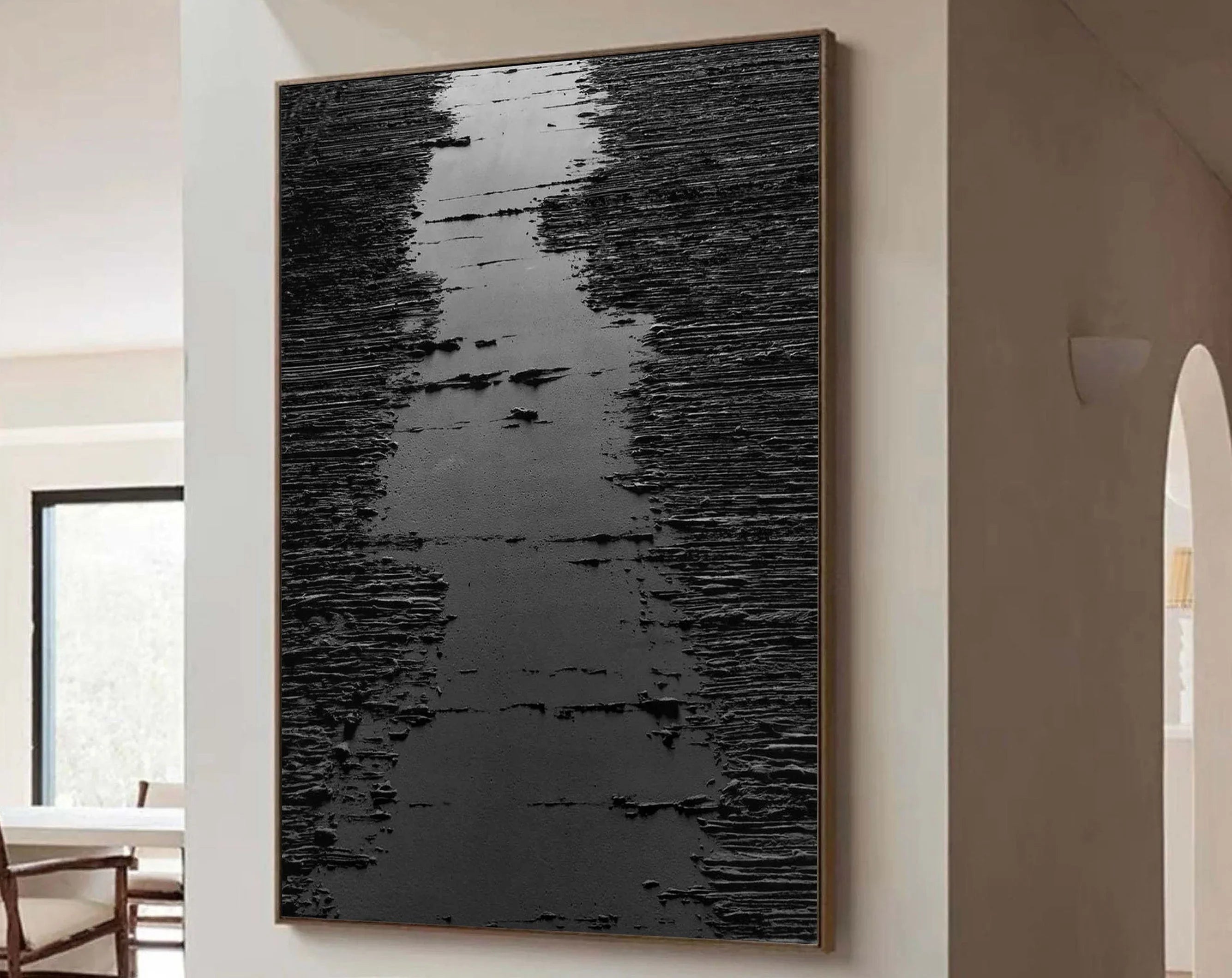 Texture Echo-Texture Rhythm Black Path Abstract Wall Art - artextured