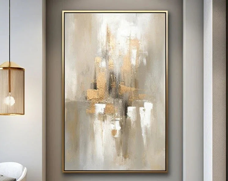 Golden Glow-Hand Drawn Three-Dimensional Urban Landscape Abstract Wall Art - artextured