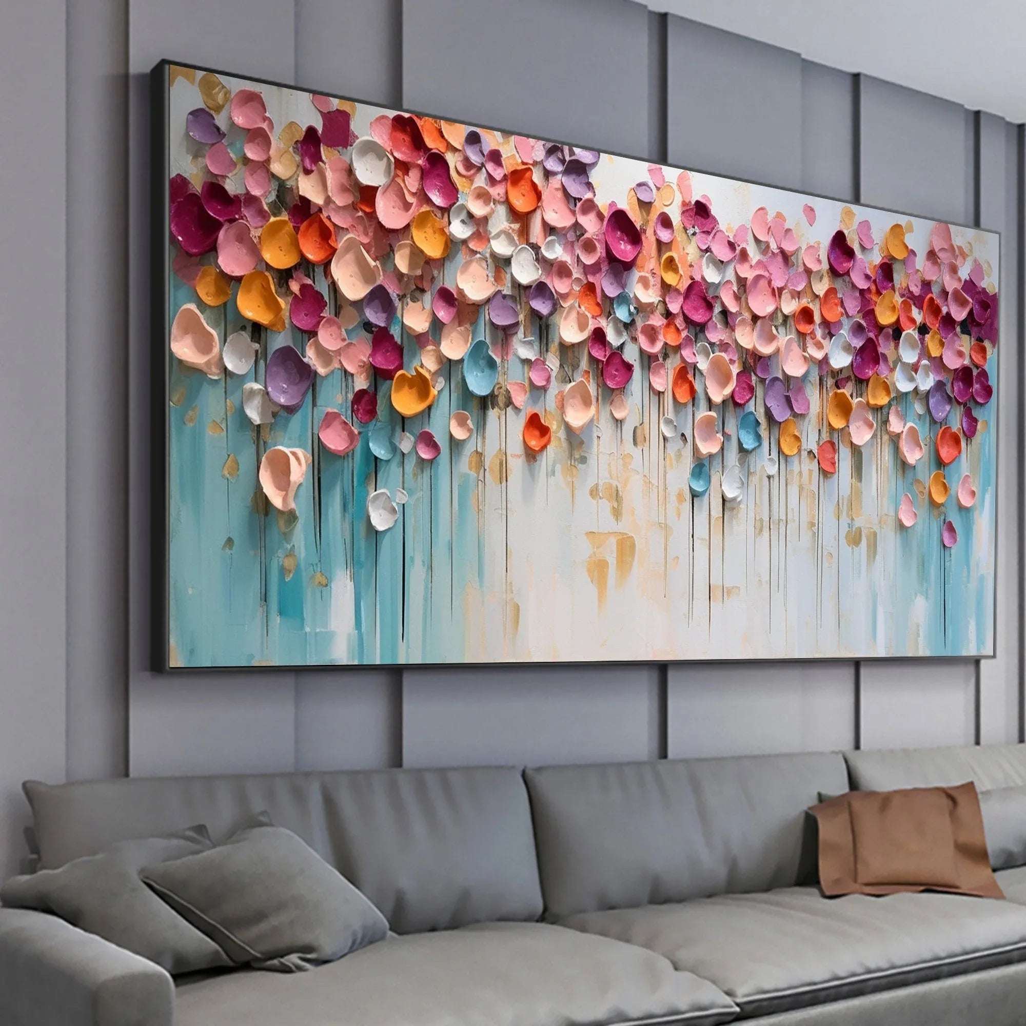 Blossoming Symphony-Modern Home Decoration Colorful Three-Dimensional Petal Abstract Wall Art - artextured